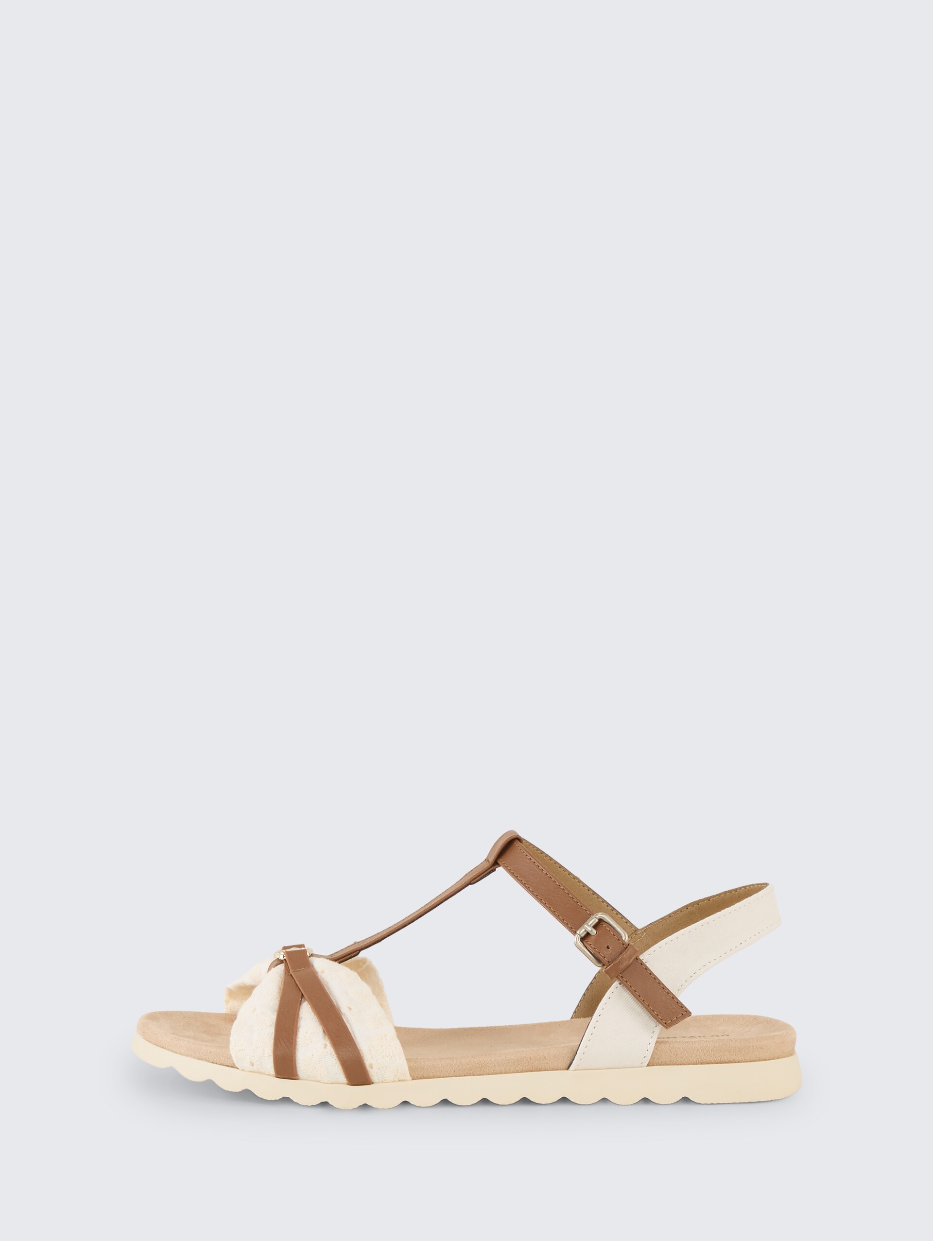 Flache Sandalen mit Stickereien - offwhite - seitliche Produkt-Ansicht