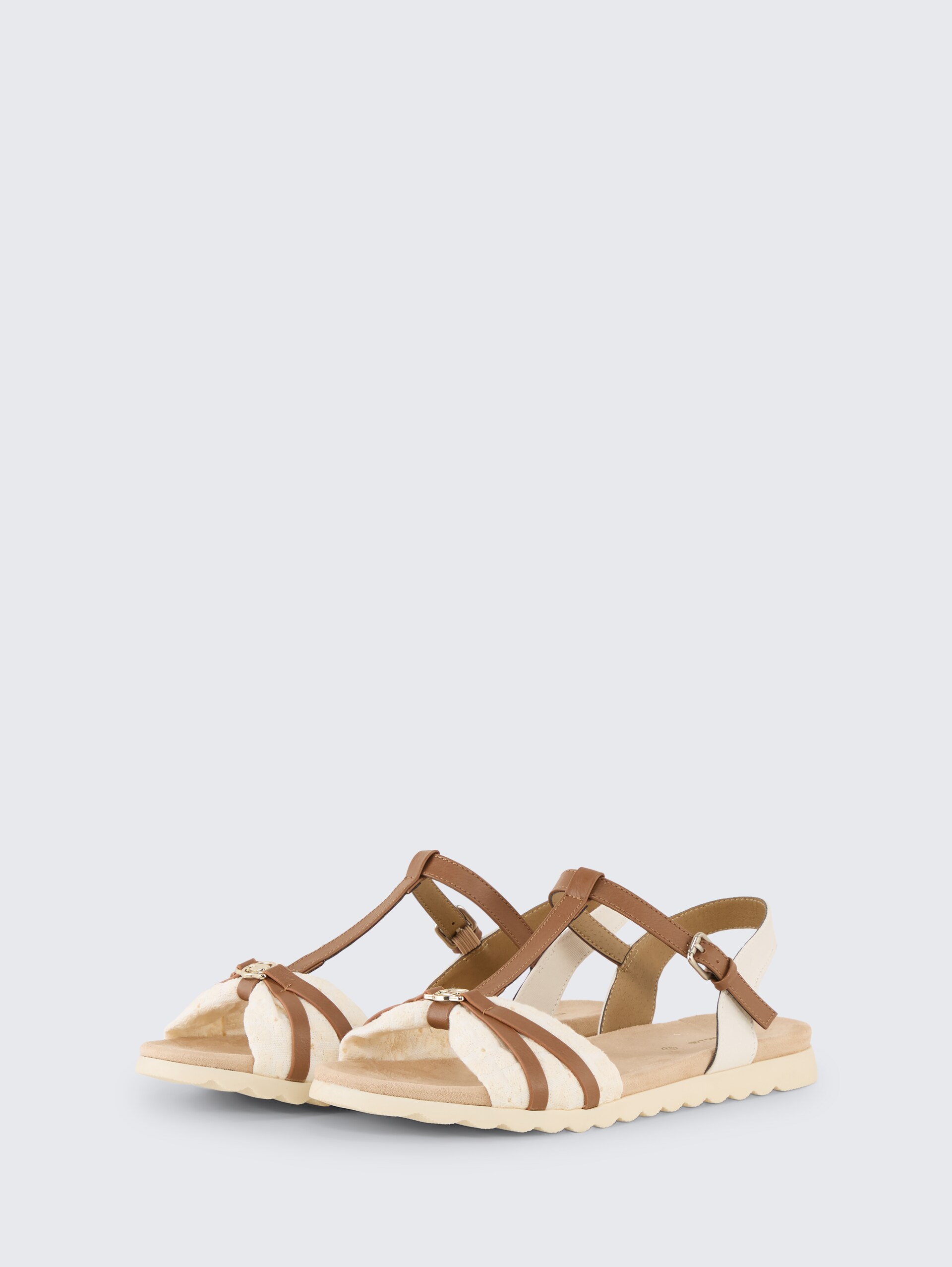 Flache Sandalen mit Stickereien - offwhite - seitliche Produkt-Ansicht