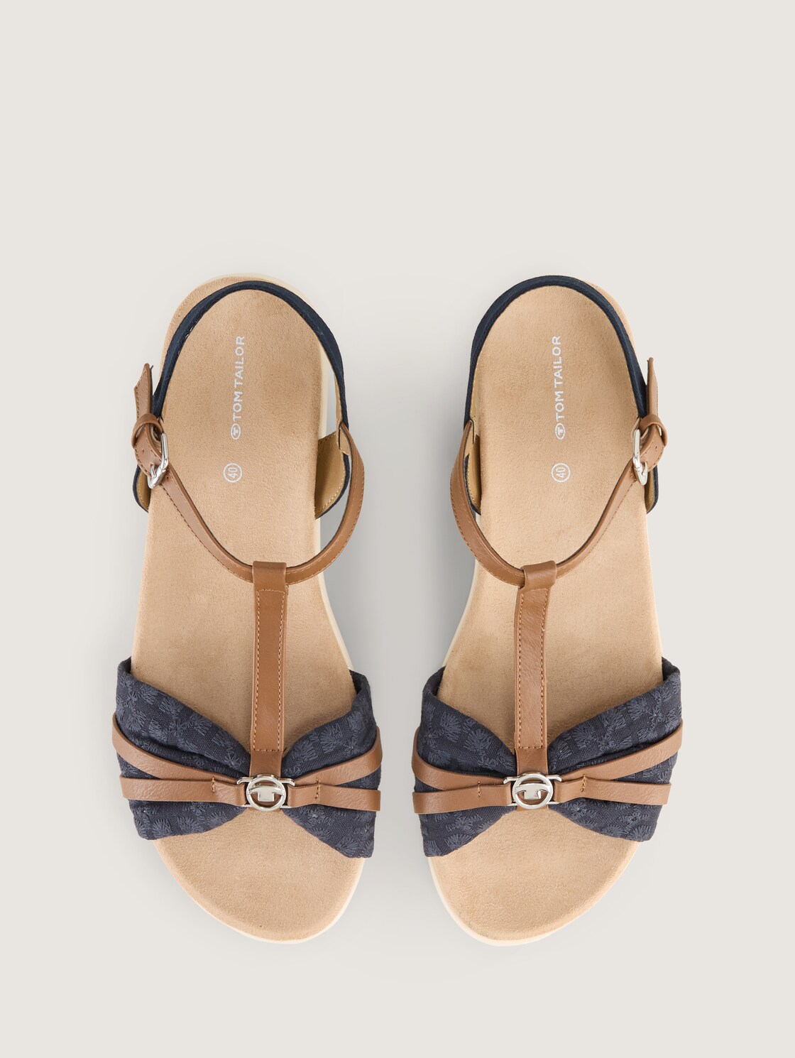 Flache Sandalen mit Stickereien - navy - Produkt-Ansicht von oben 
