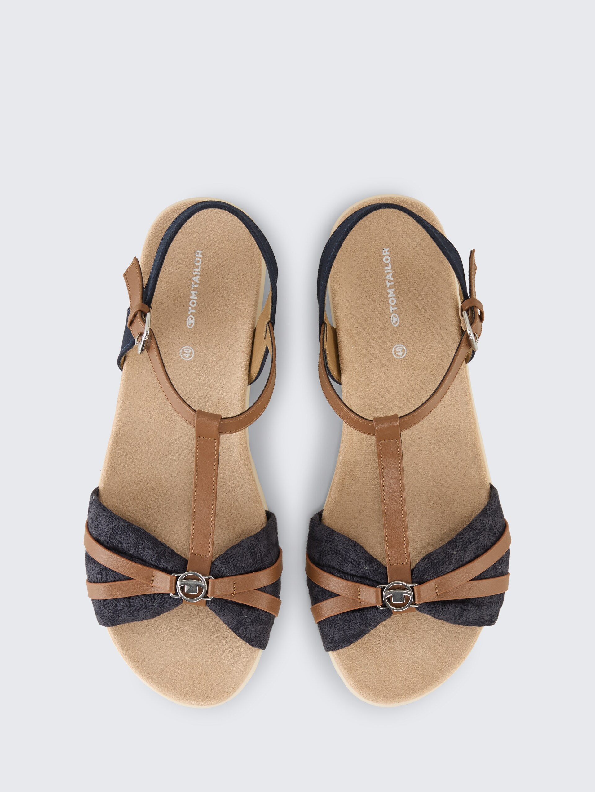 Flache Sandalen mit Stickereien - navy - Produkt-Ansicht von oben 