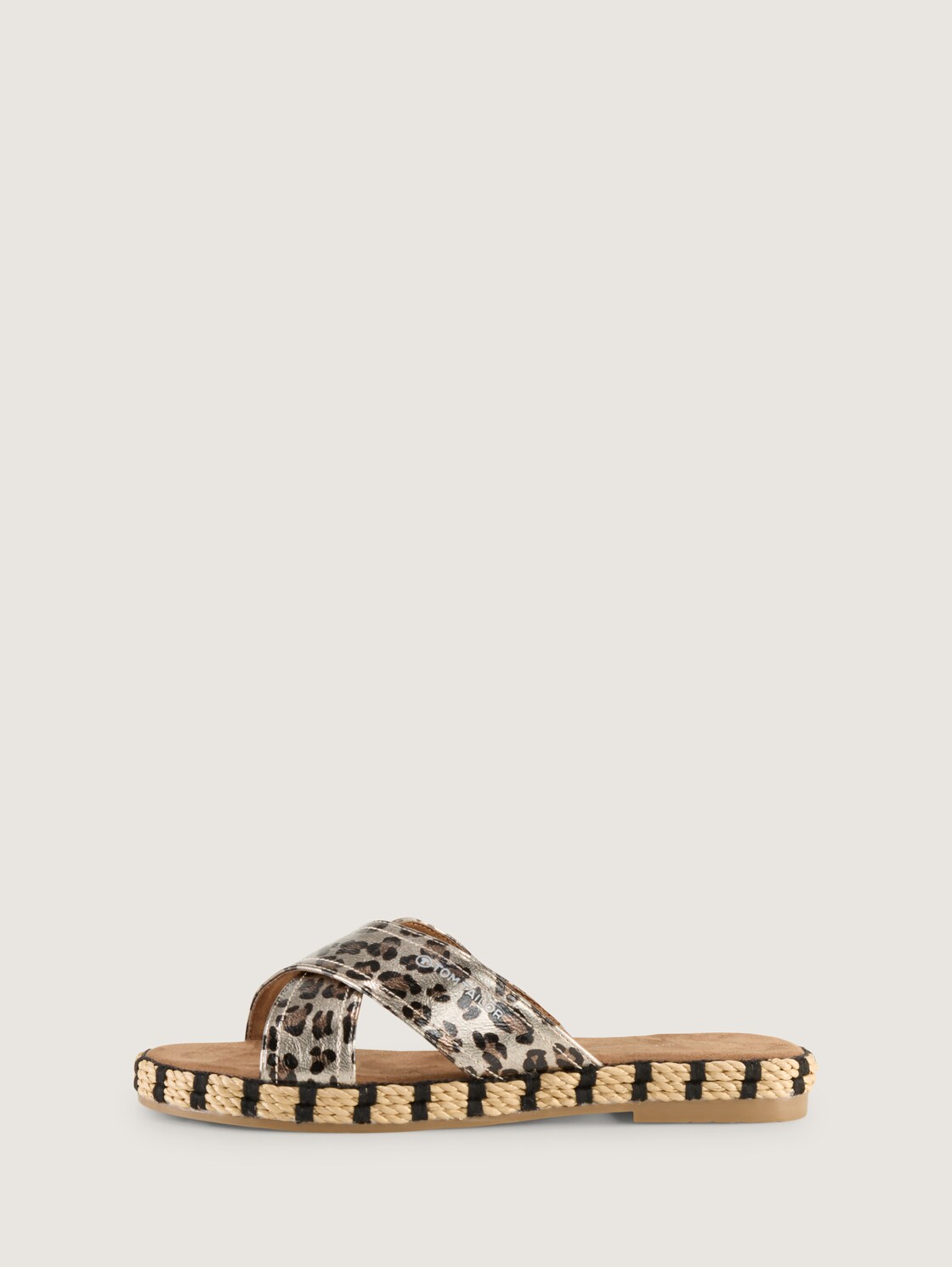 Flache Sandalen mit Animal-Print - silver - seitliche Produkt-Ansicht