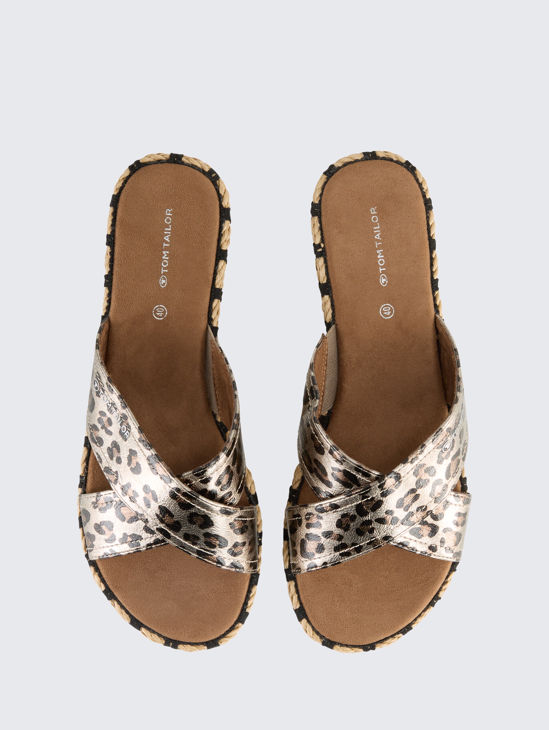 Flache Sandalen mit Animal-Print - silver - Produkt-Ansicht von oben 