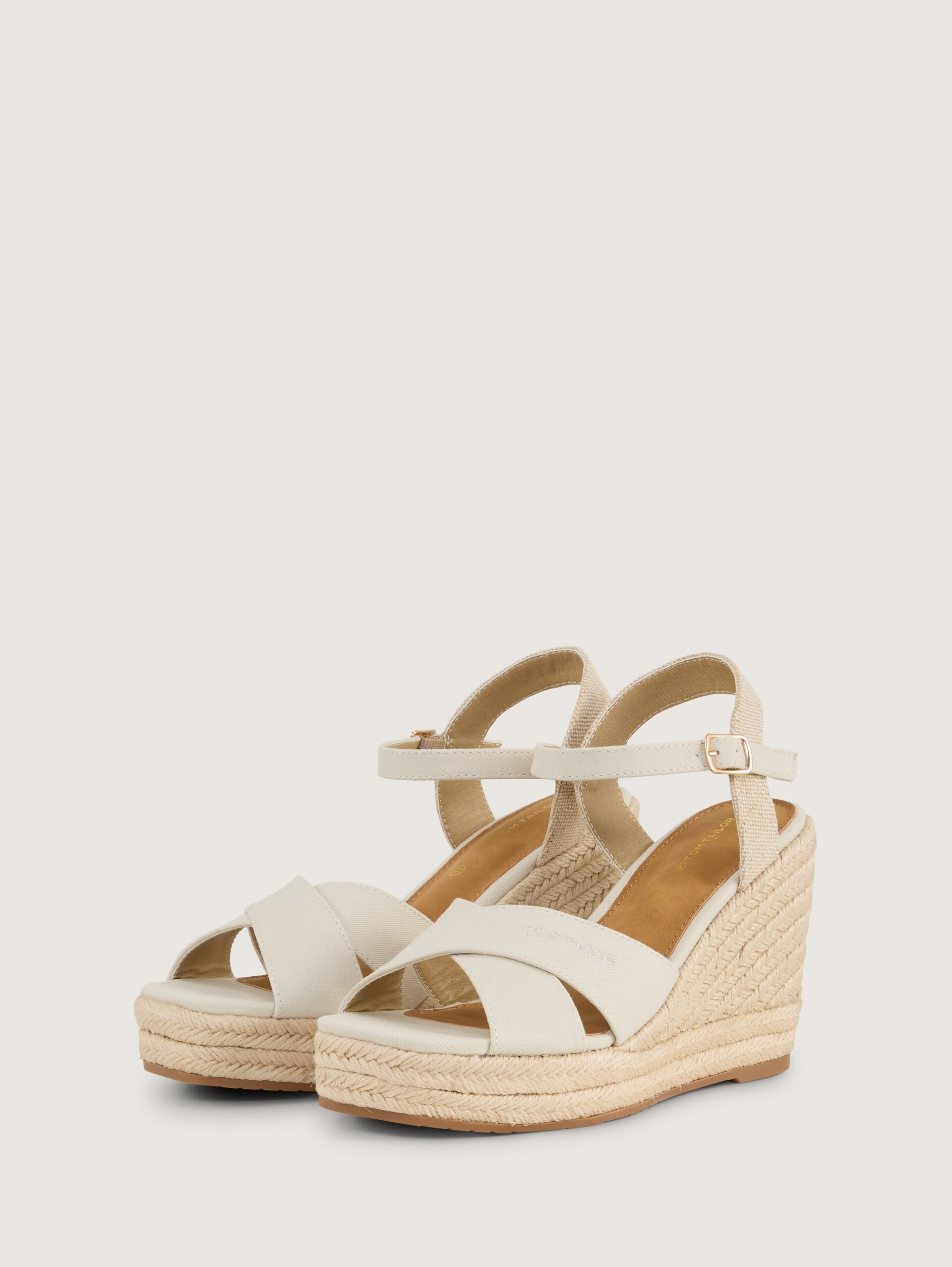 Sandalen mit Keilabsatz - offwhite - seitliche Produkt-Ansicht