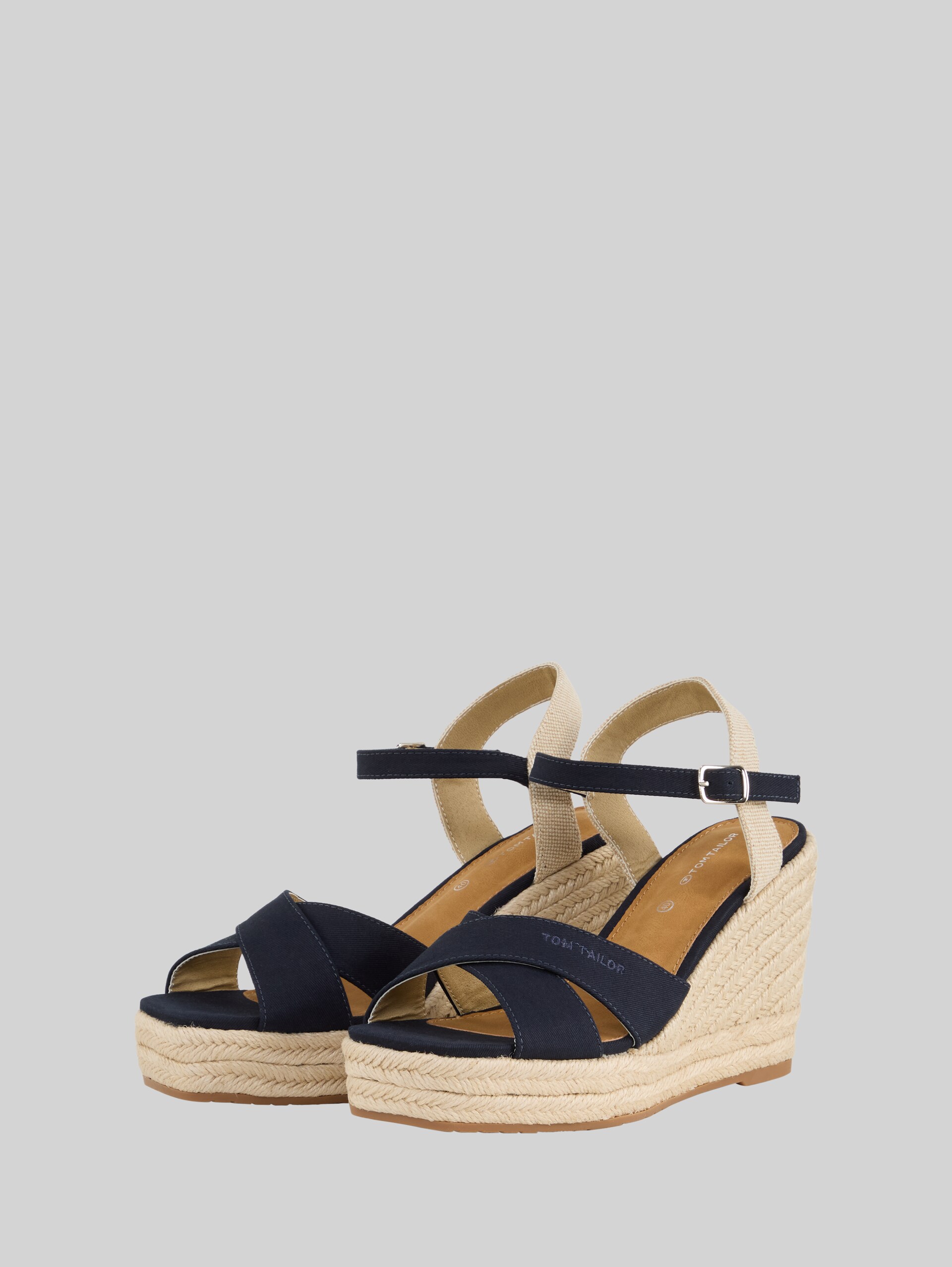 Sandals with wedge heels - navy - side product view
