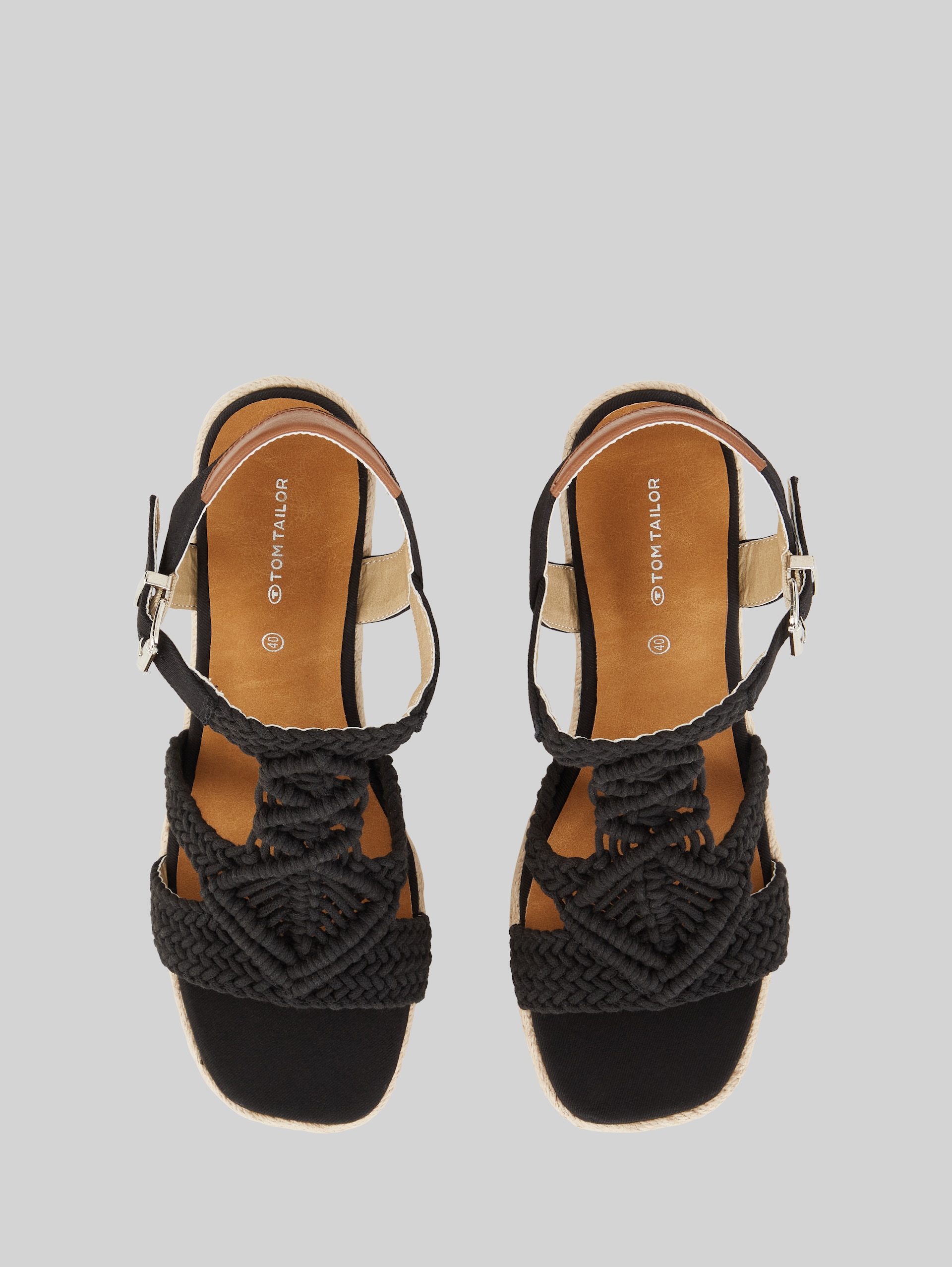 Keilsandalette mit geflochtenen Details - black - Produkt-Ansicht von oben 