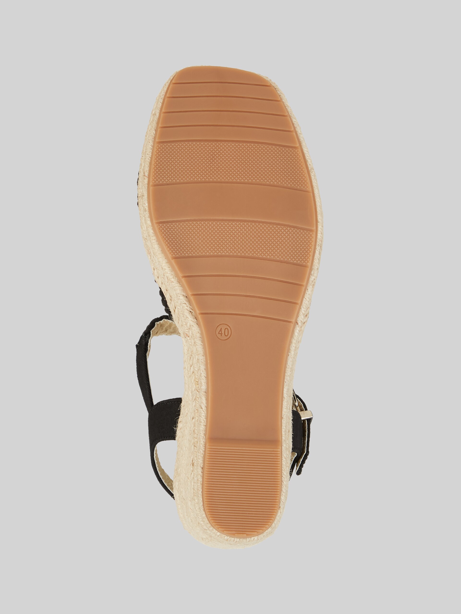 Keilsandalette mit geflochtenen Details - black - Produkt-Ansicht Sohle
