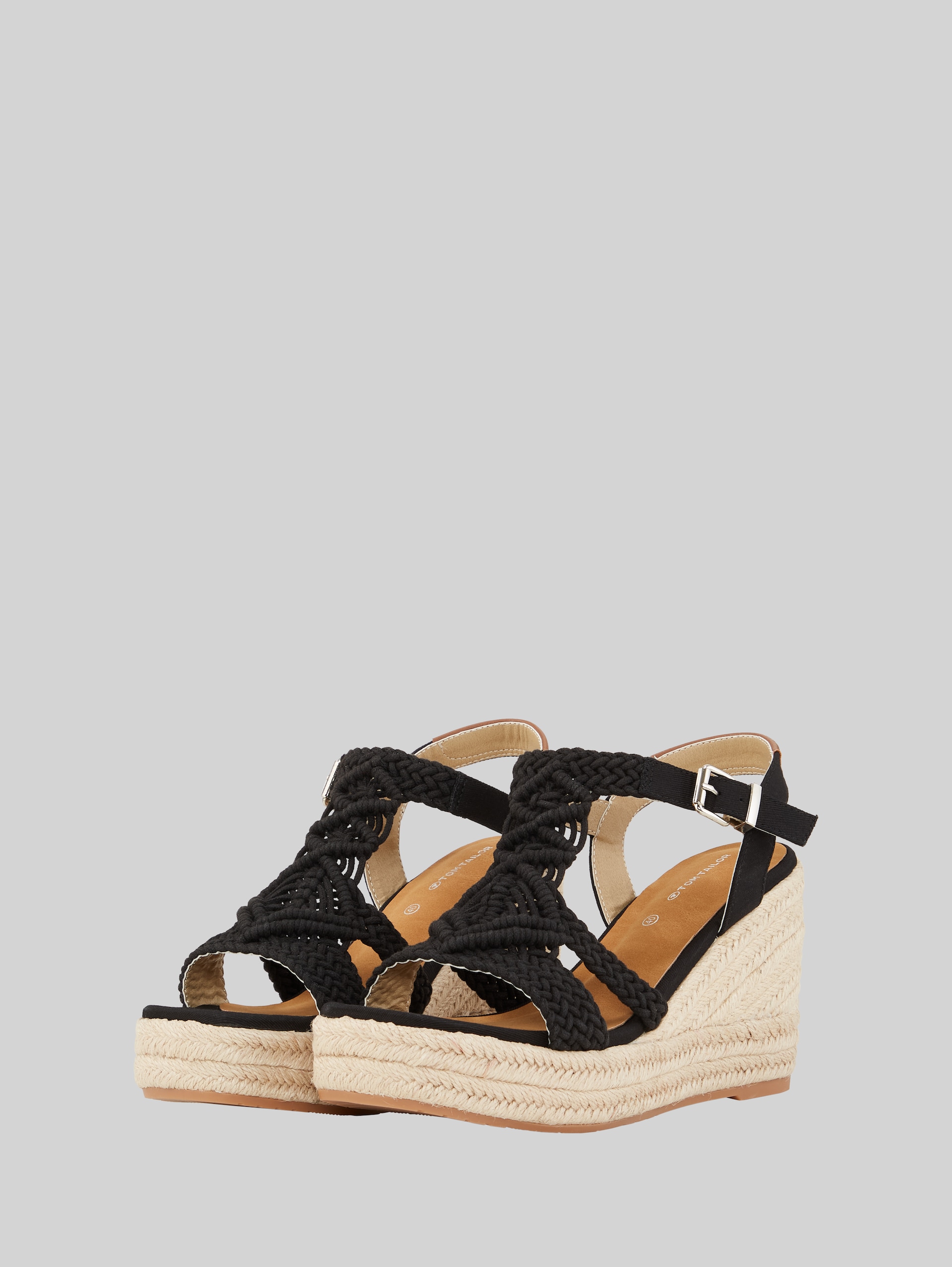 Keilsandalette mit geflochtenen Details - black - seitliche Produkt-Ansicht