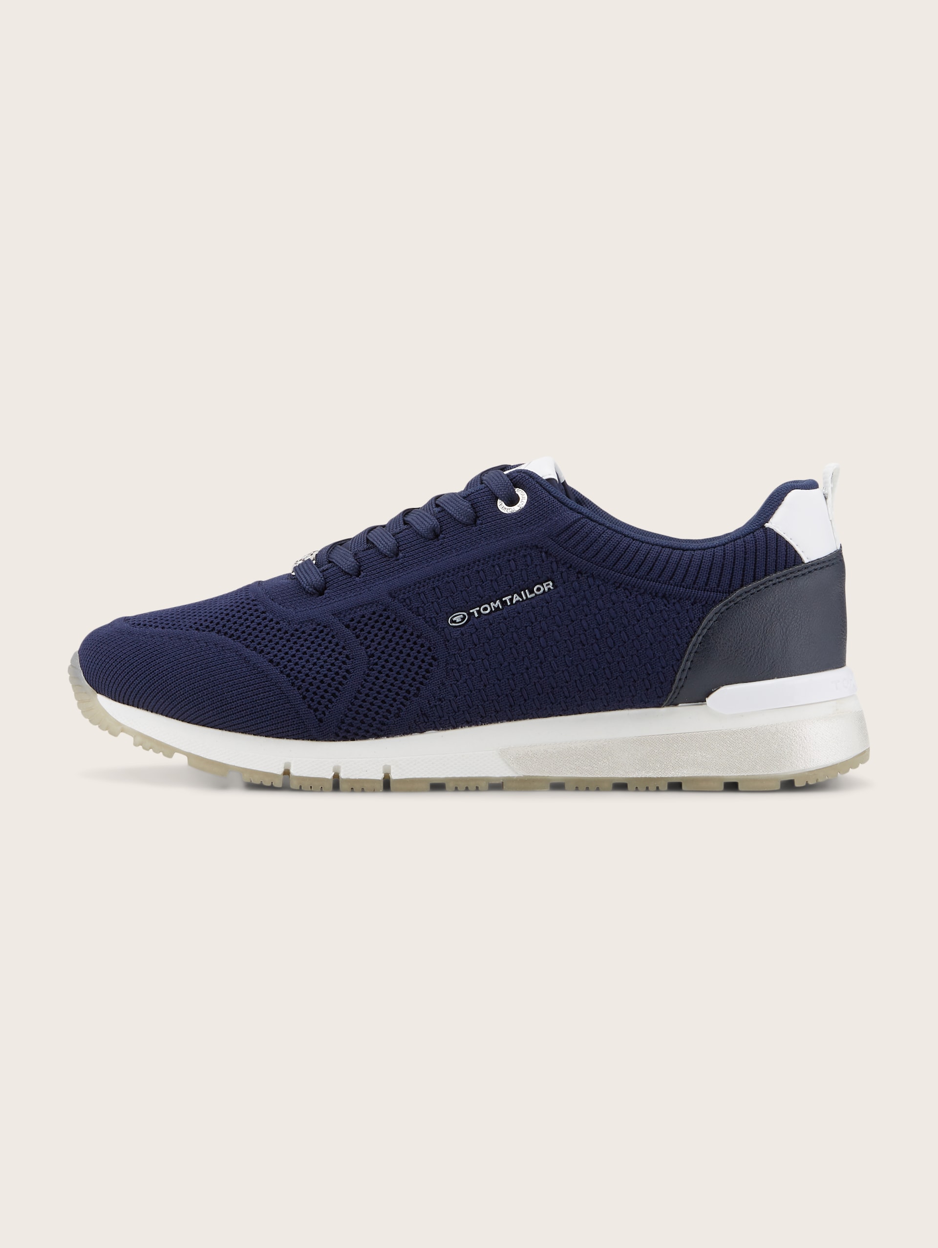 Sneaker met mesh inzetstuk - navy - zijaanzicht product
