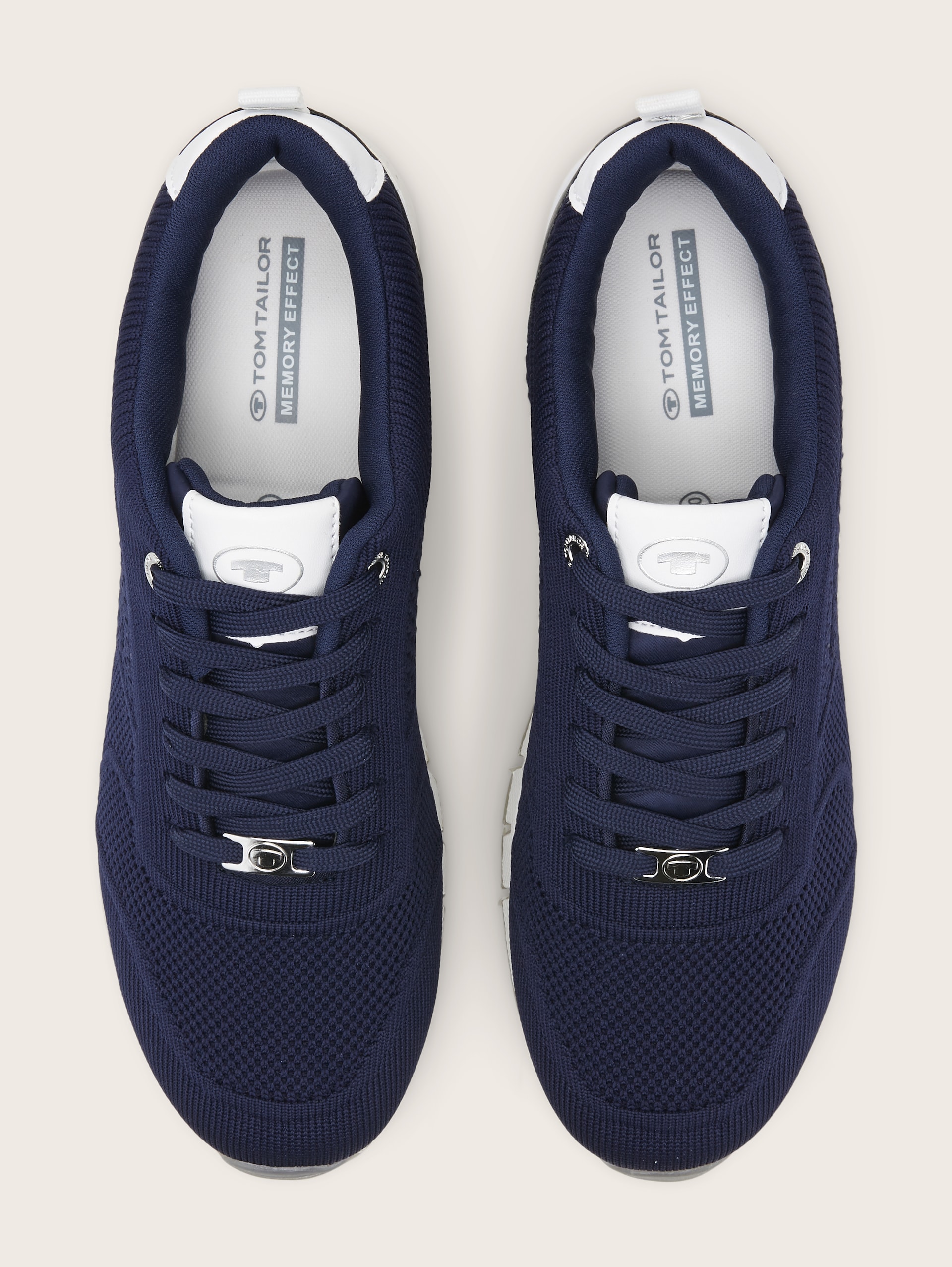 Sneaker met mesh inzetstuk - navy - Bovenaanzicht product 