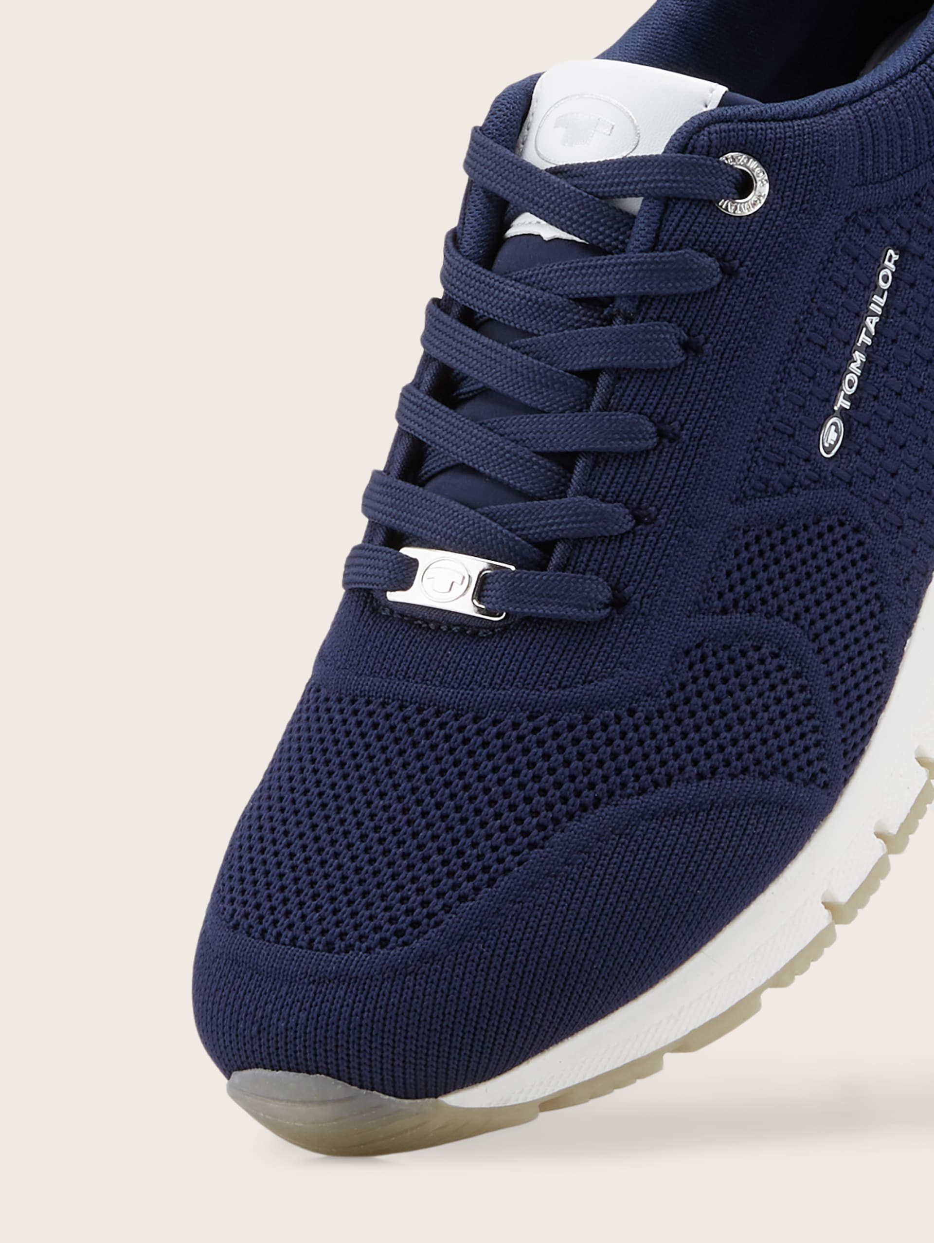 Sneaker met mesh inzetstuk - navy