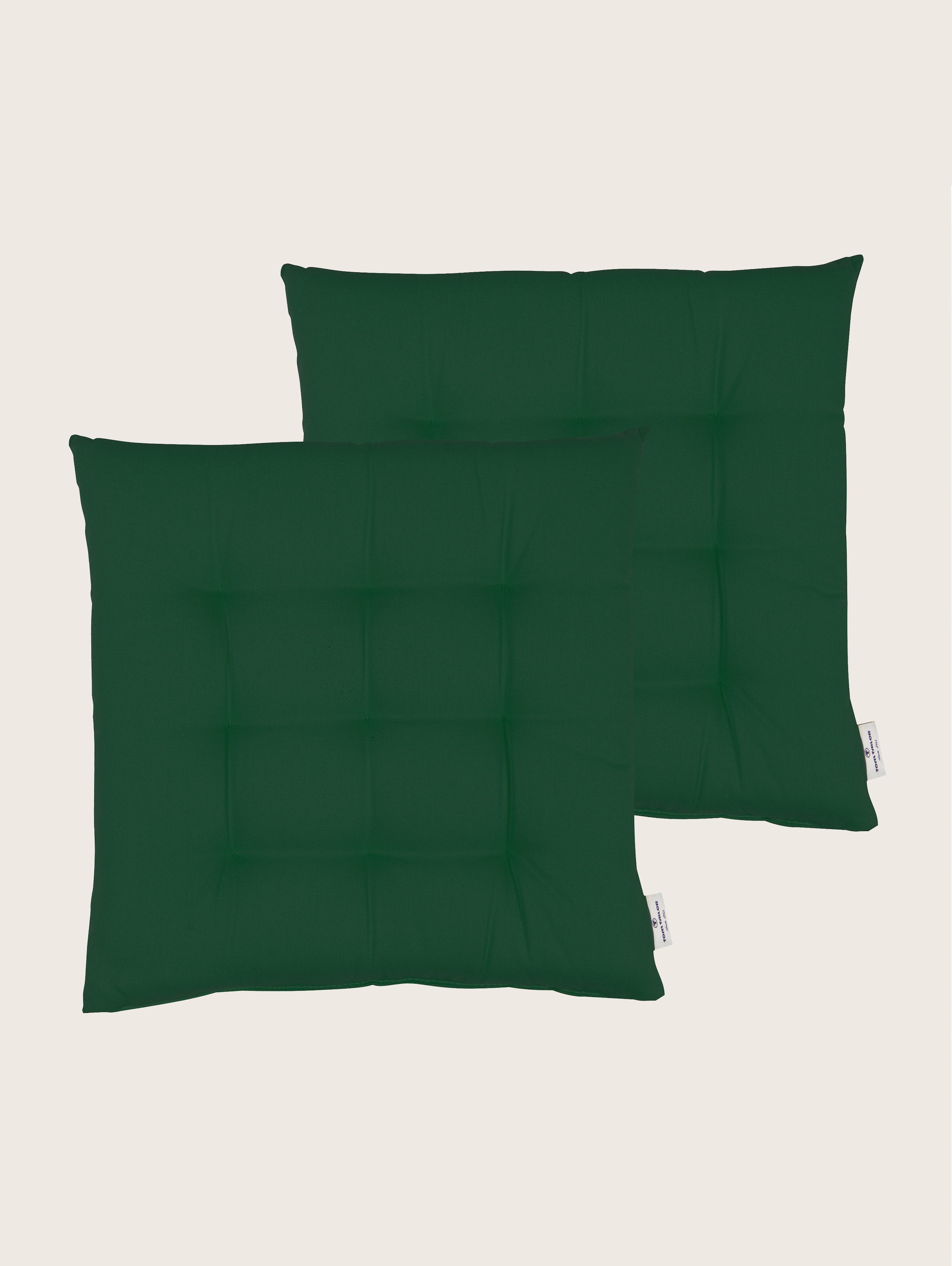 Unifarbenes Sitzkissen im 2er Pack - pine green