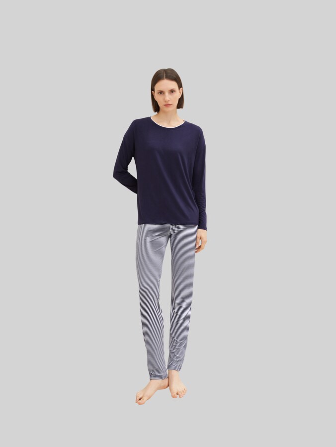 Pyjama-Set mit Streifenhose von Women, blue ring