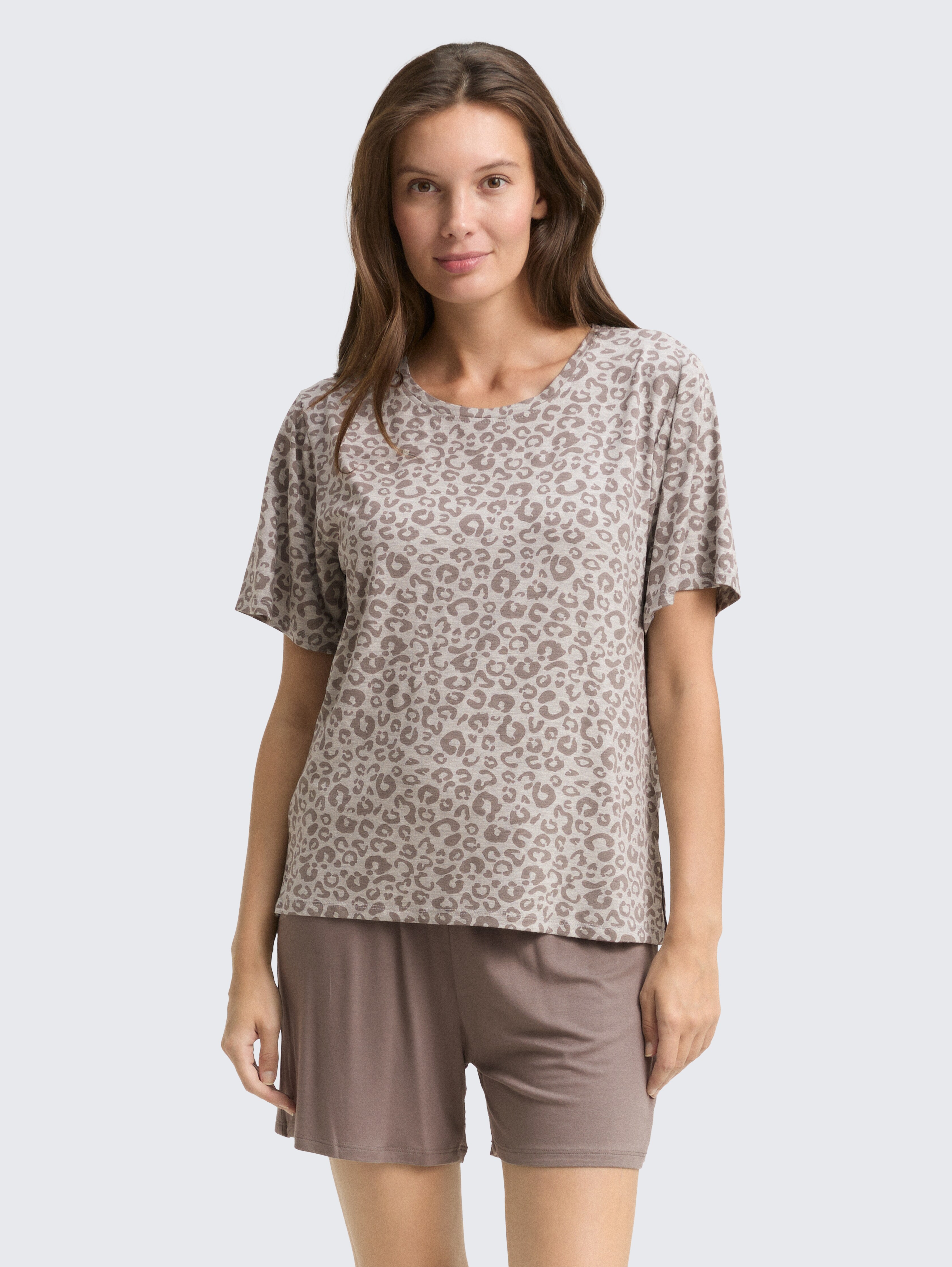 Pyjama-Set mit Leo-Print von Women, grey-medium-allover