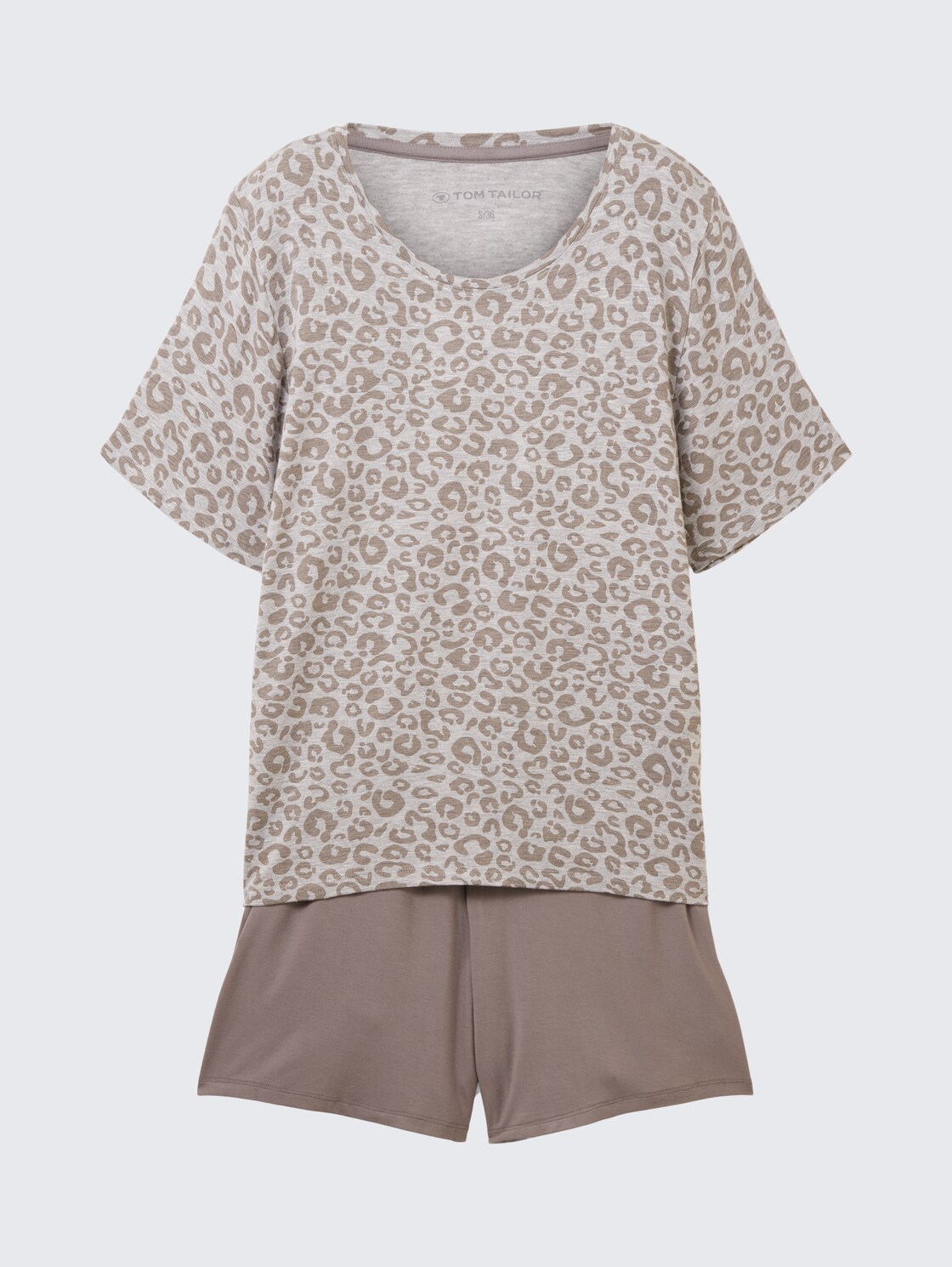 Pyjama-Set mit Leo-Print - grey-medium-allover - Vorder-Produkt-Ansicht