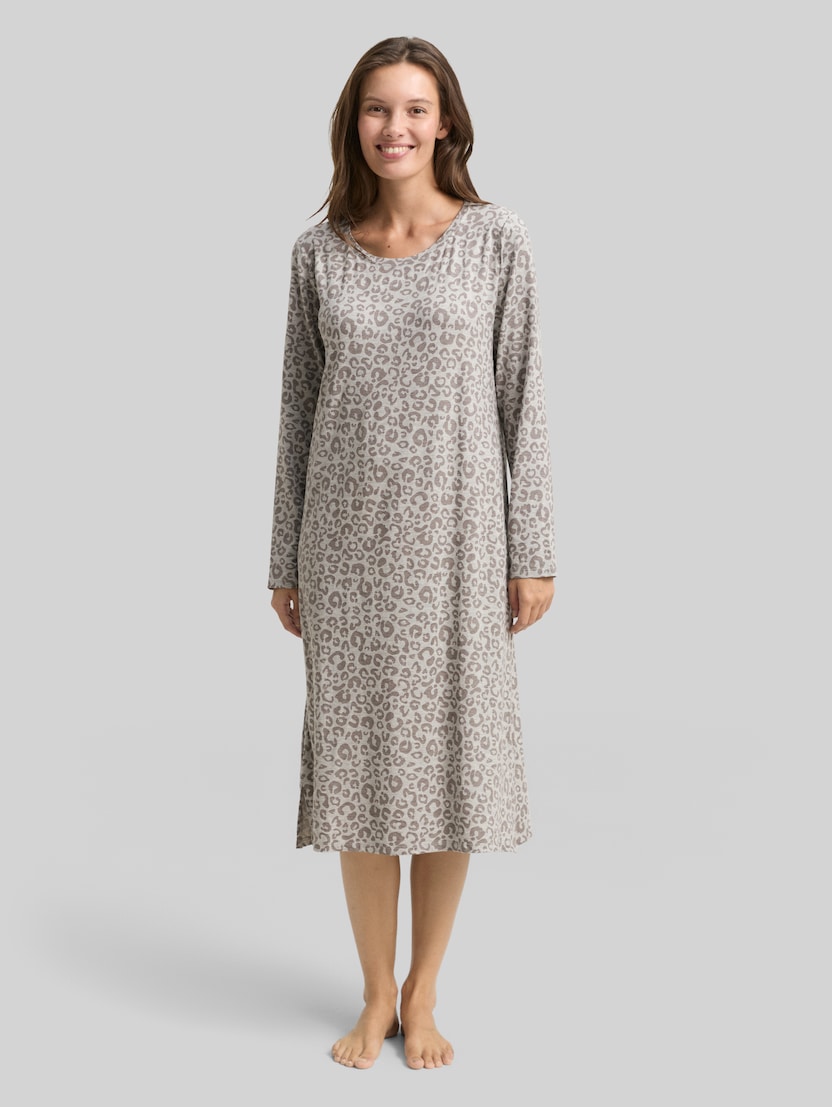 Nightdress with animal print by Women, grey-medium-allover