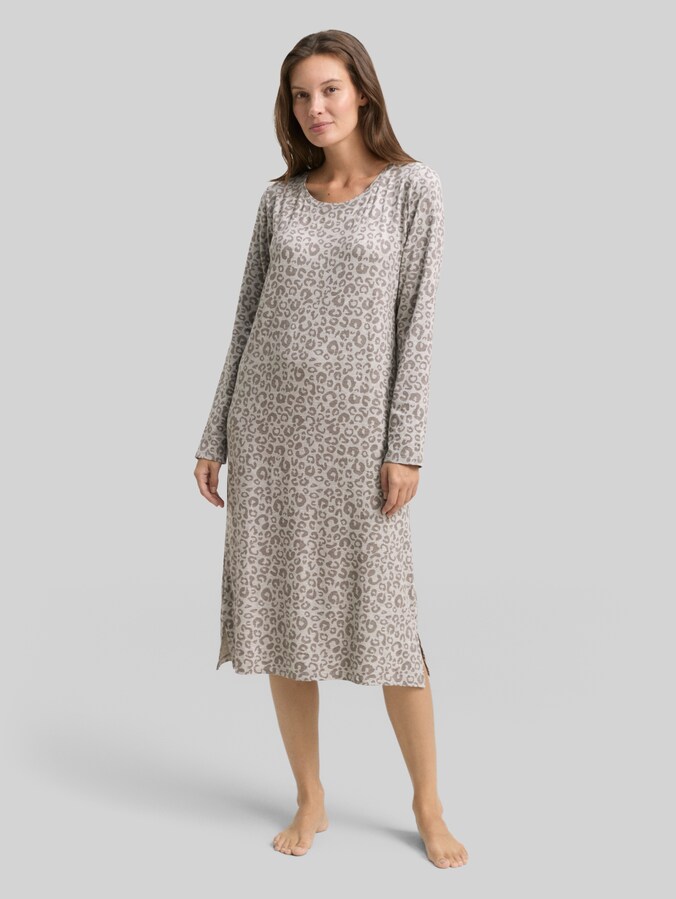Nachthemd mit Leo-Print von Women, grey-medium-allover