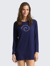 Chemise de nuit avec imprimé - blue-dark-solid - Vue de face du modèle