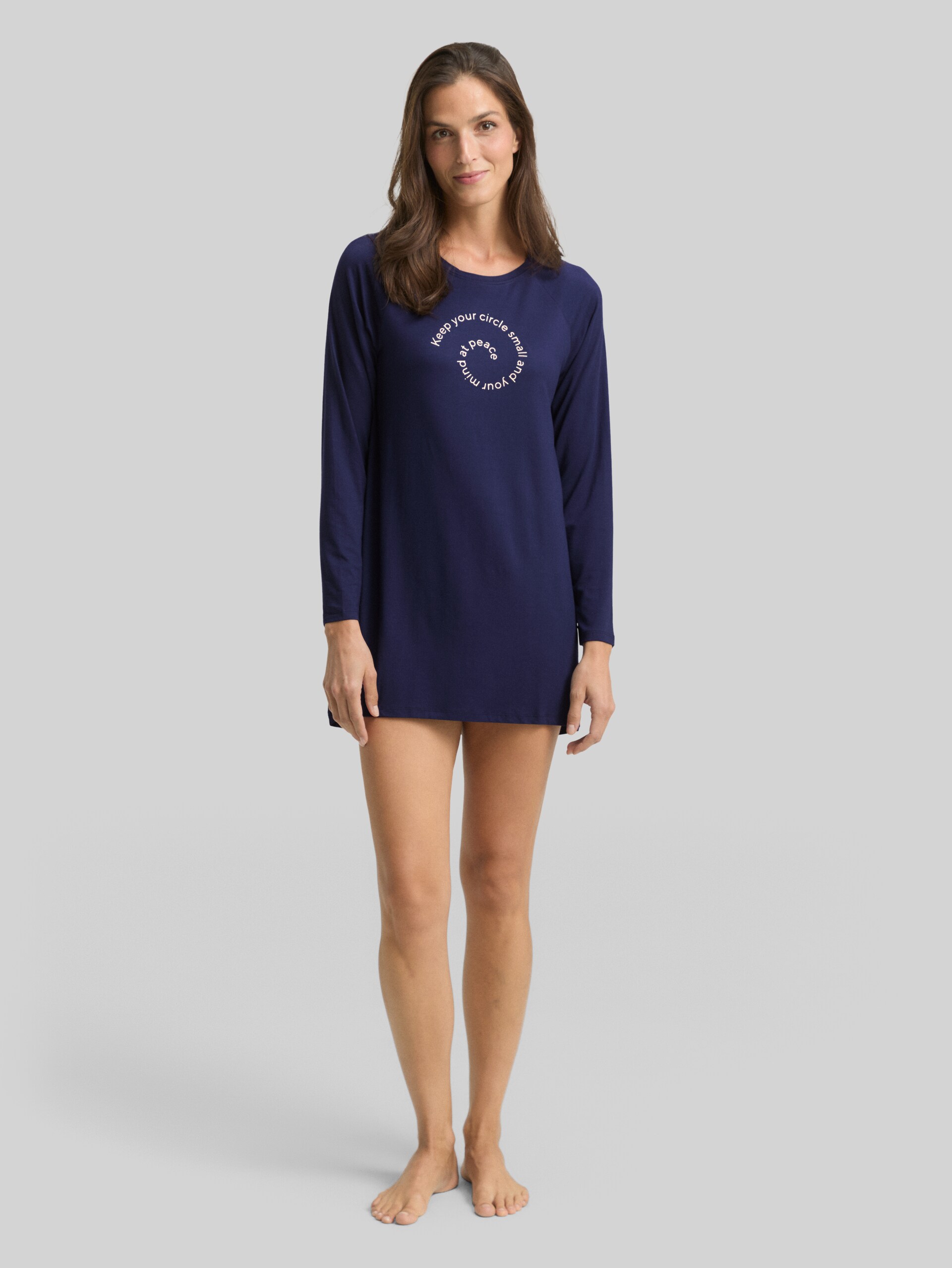 Nightdress with print - blue-dark-solid - side model view