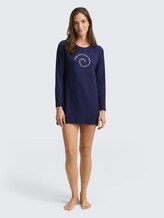 Chemise de nuit avec imprimé - blue-dark-solid - vue latérale du modèle