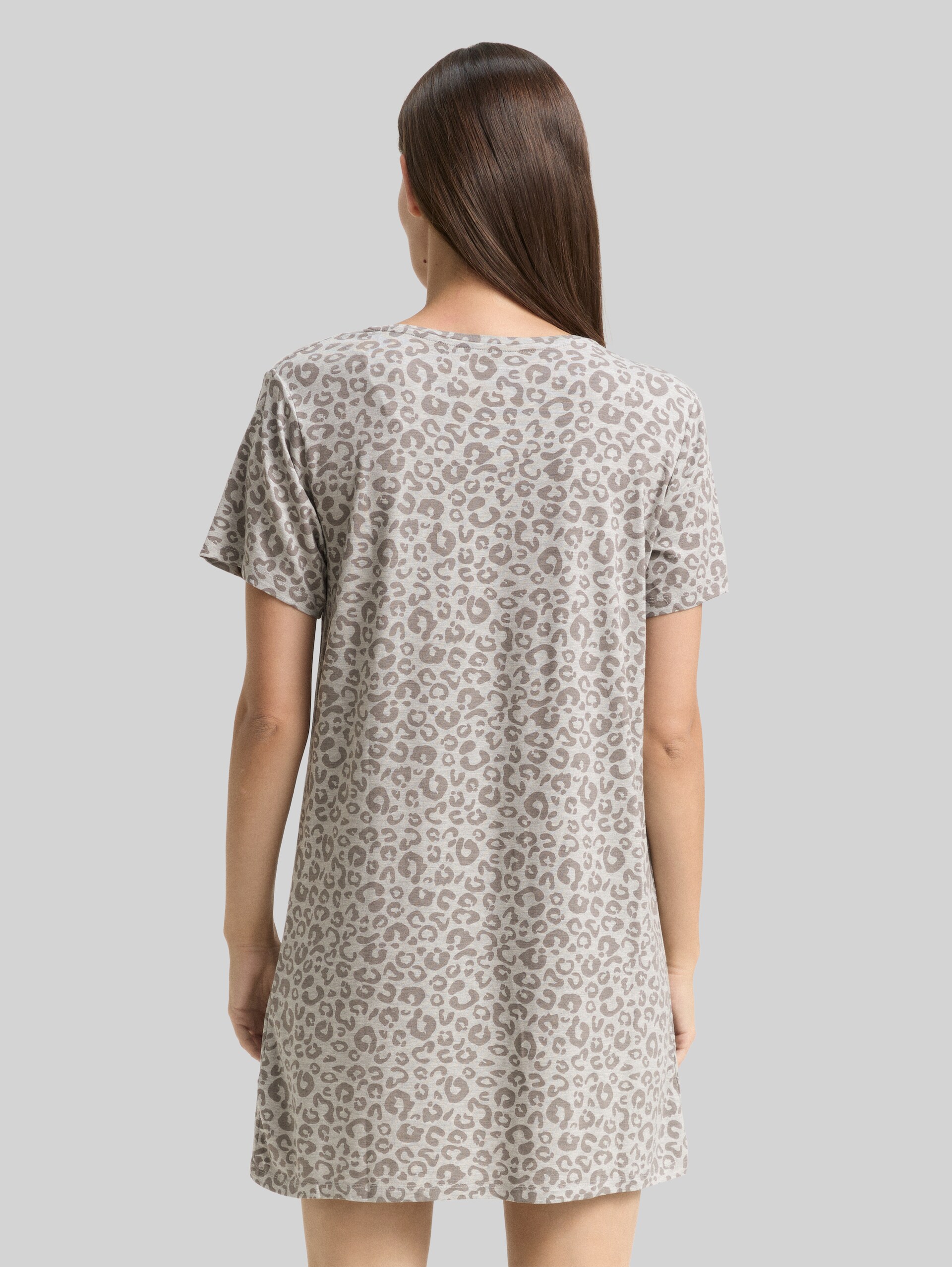 Nightdress with animal print - grey-medium-allover - Model-back view