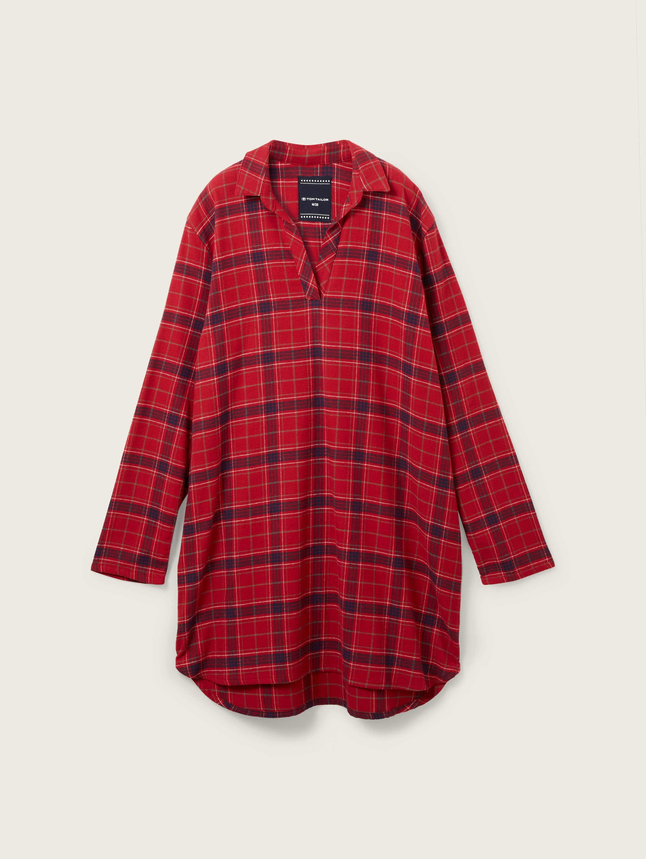 Chemise de nuit avec motif à carreaux - red-dark-check - Vue de face du produit