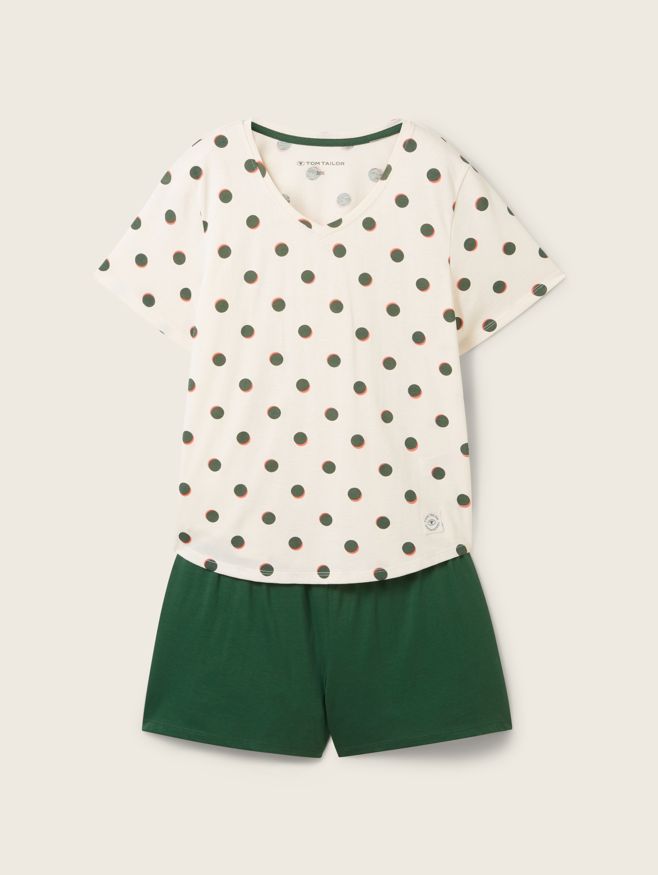 Pyjama-Set mit Punktemuster - weiß-mittel-Punkte - Vorder-Produkt-Ansicht