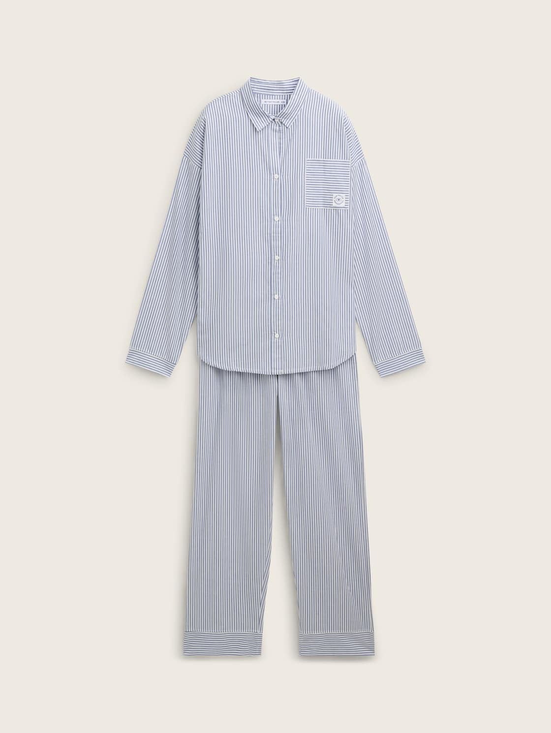 Pyjama-Set mit Streifenmuster - blue-medium-vertical stripe - Vorder-Produkt-Ansicht