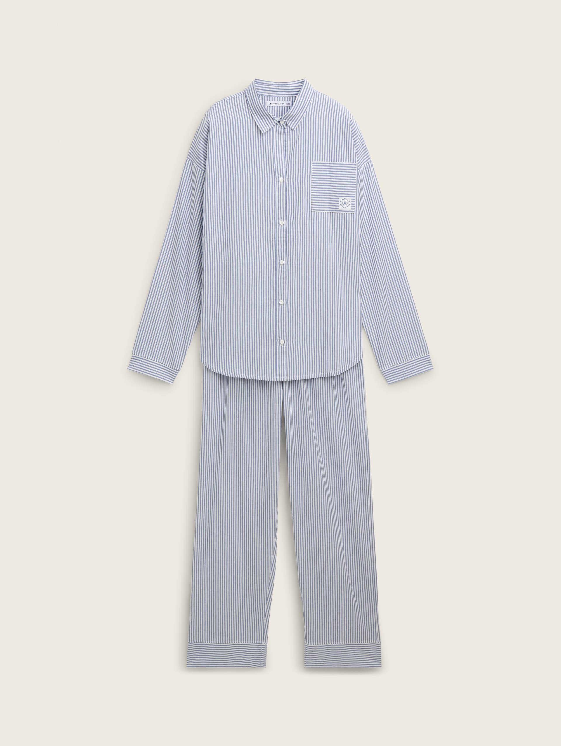 Pyjamaset met gestreept patroon - blue-medium-vertical stripe - Product vooraanzicht