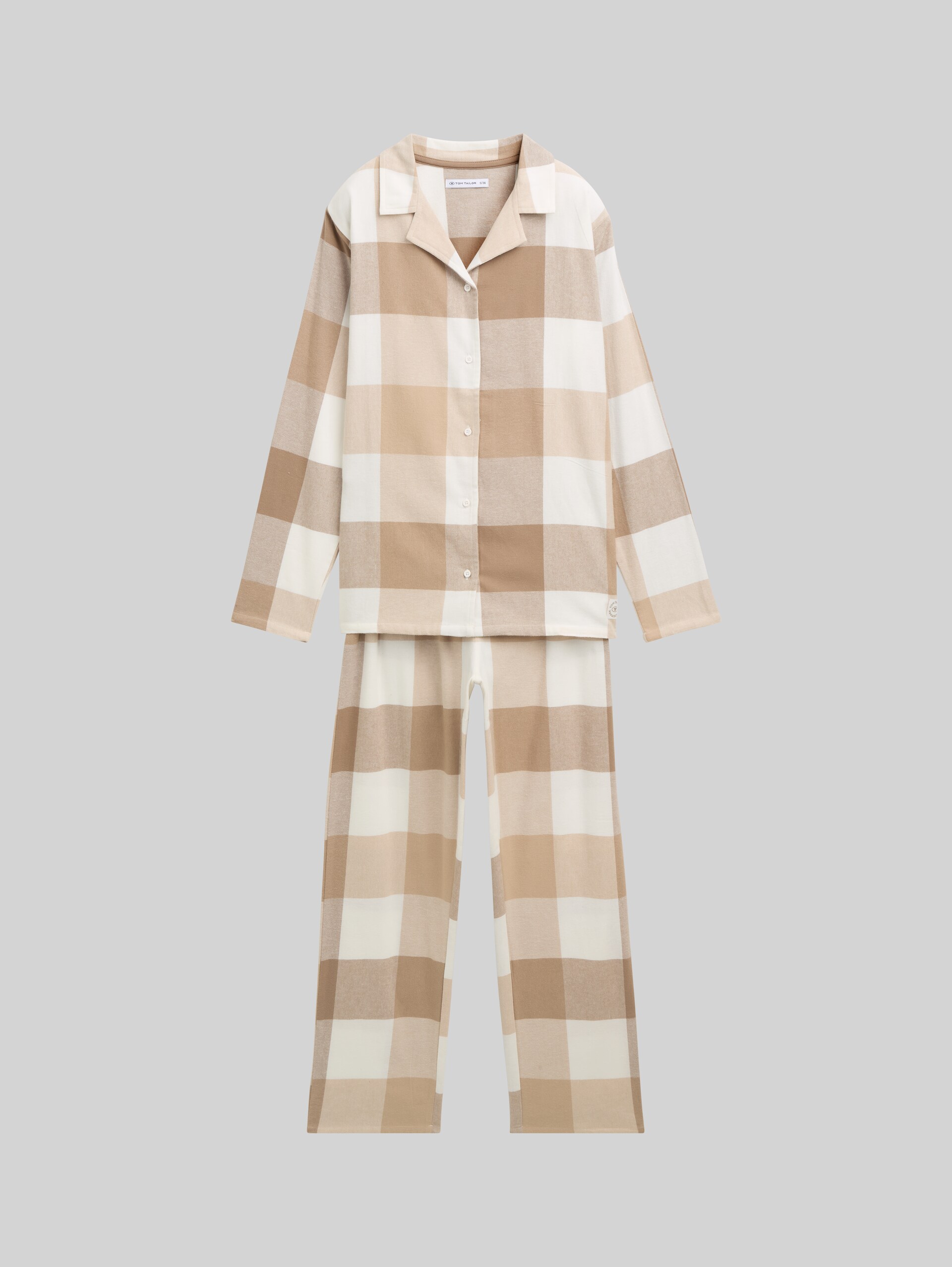 Pyjama-Set mit Karomuster - brown-midel-check - Vorder-Produkt-Ansicht