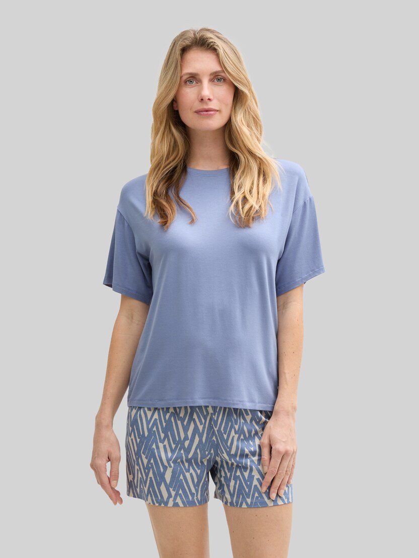 Pyjama set with all-over print by Women, blue-medium-allover