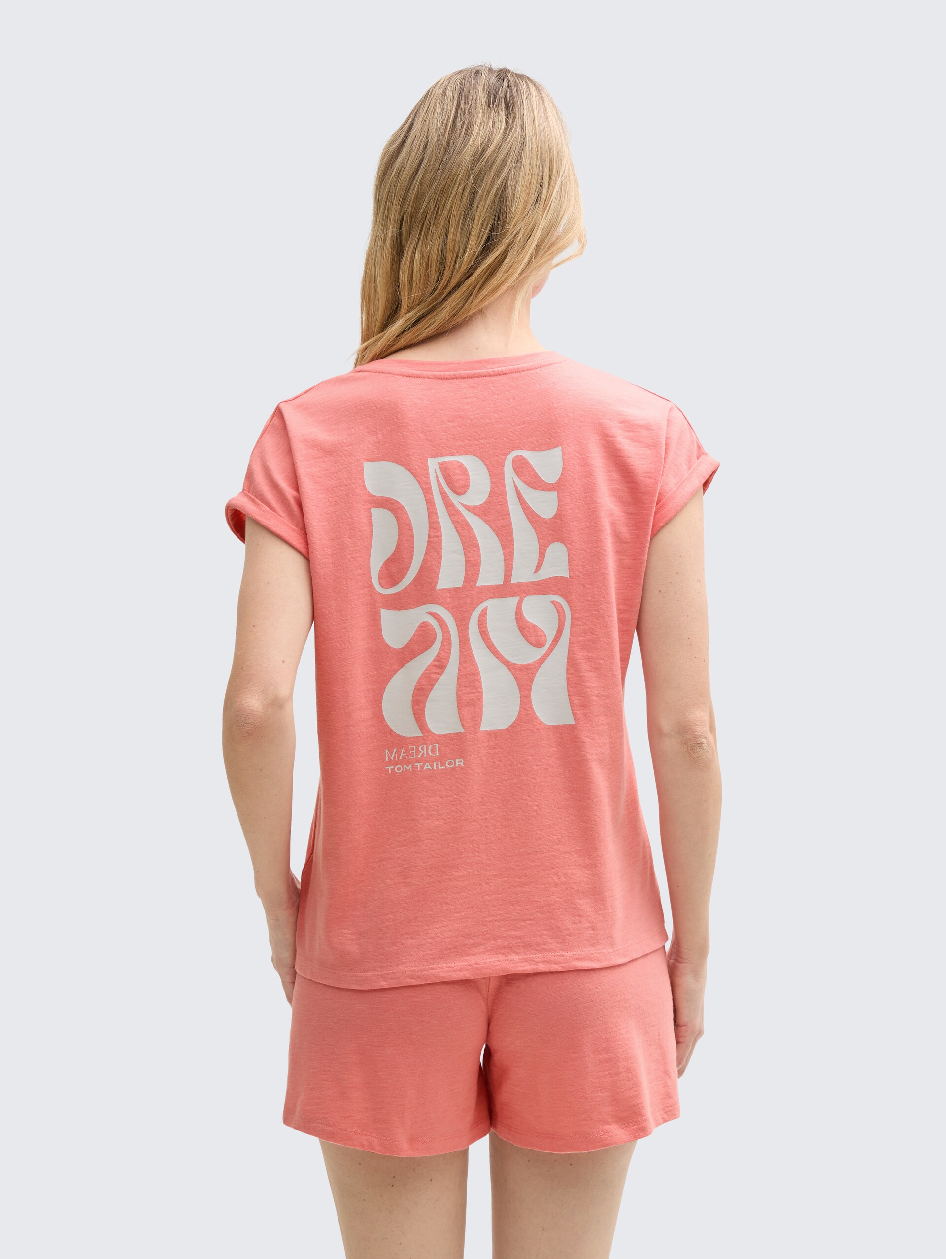 Pyjama-Set mit Text-Print - red-medium-solid - Model-Rückansicht