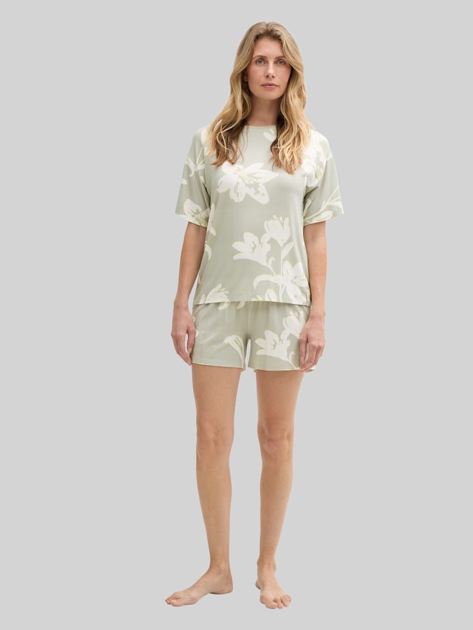 Pyjama-Set mit Allover-Print von Women, grün-hell-Allover