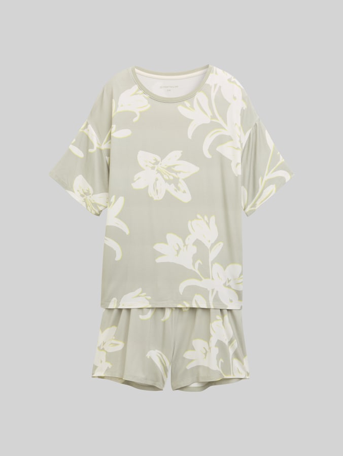 Pyjama-Set mit Allover-Print von Women, grün-hell-Allover