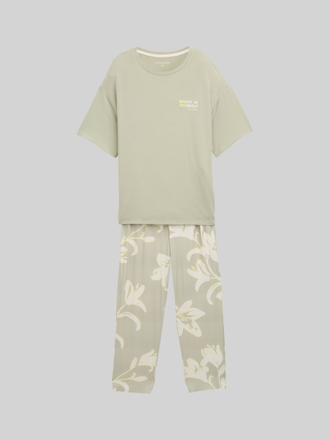 Pyjama-Set mit Allover-Print von Women, grün-hell-Allover