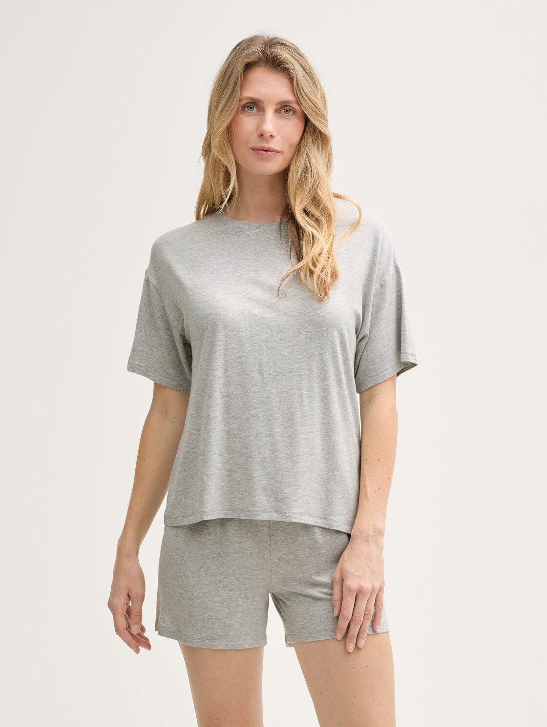 Basic Pyjama-Set - grey-medium-melange - Model-Vorderansicht