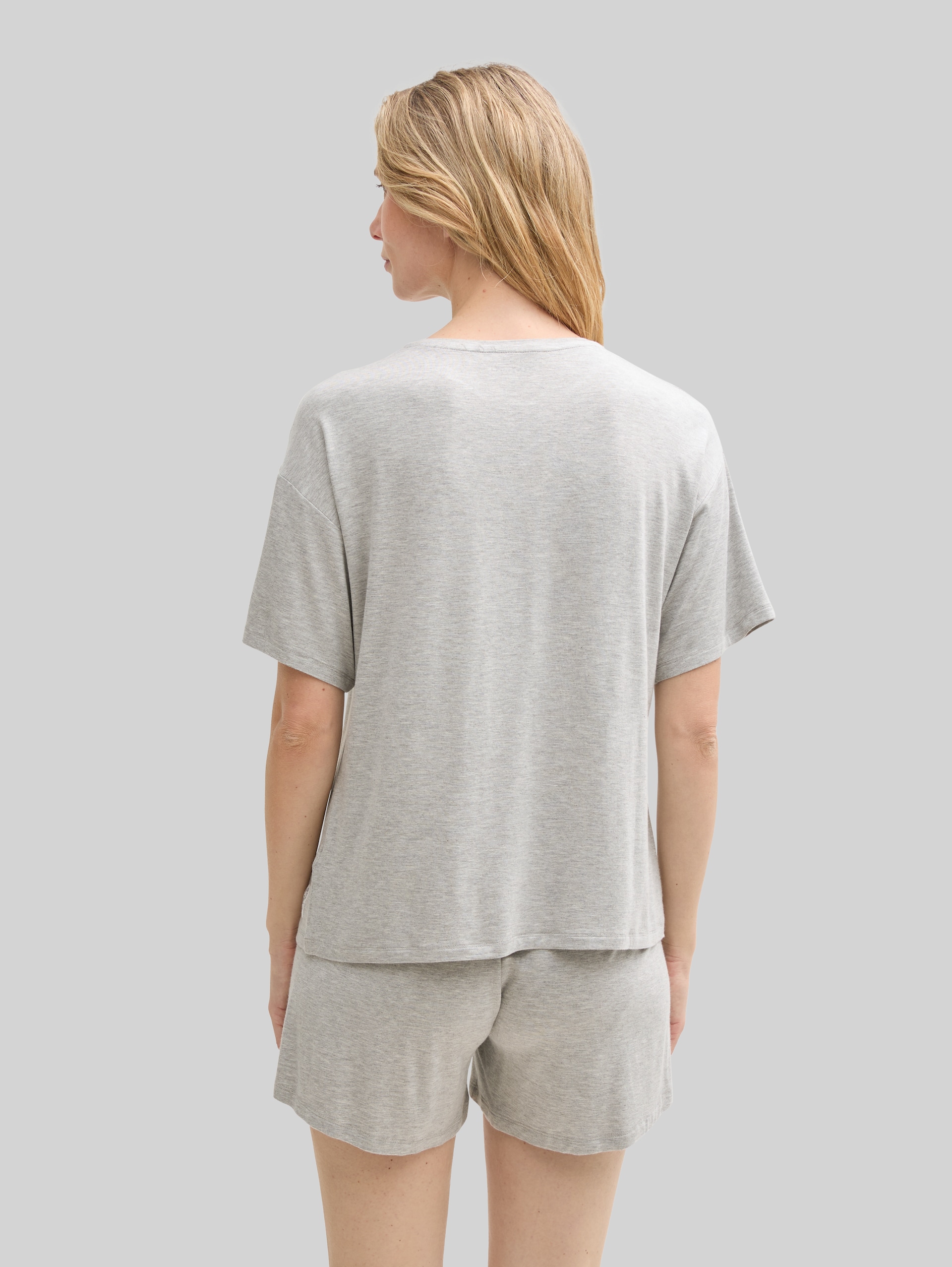 Basic Pyjama-Set - grey-medium-melange - Model-Rückansicht