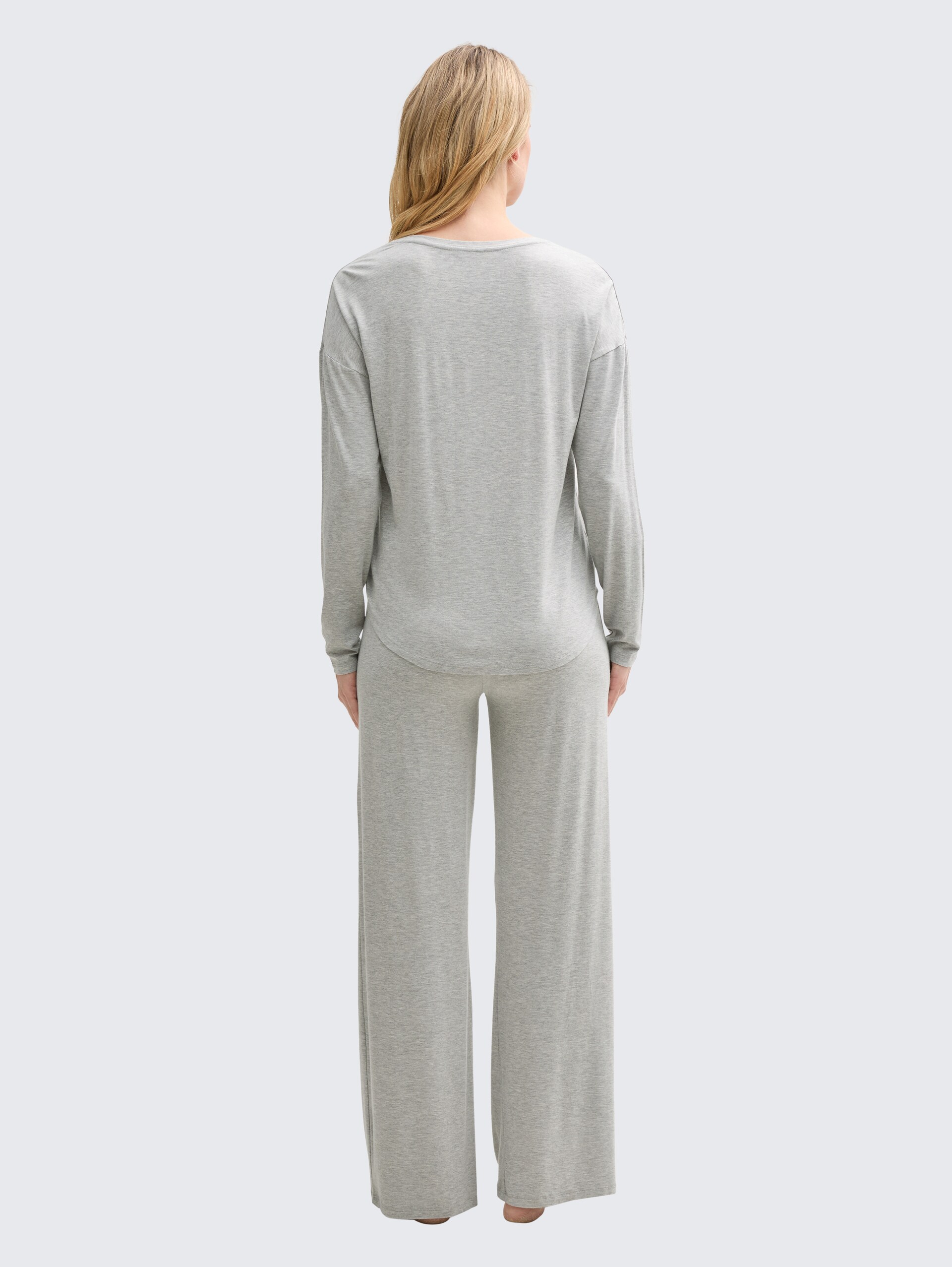 Basic Pyjama-Set - grey-medium-melange - Model-Rückansicht