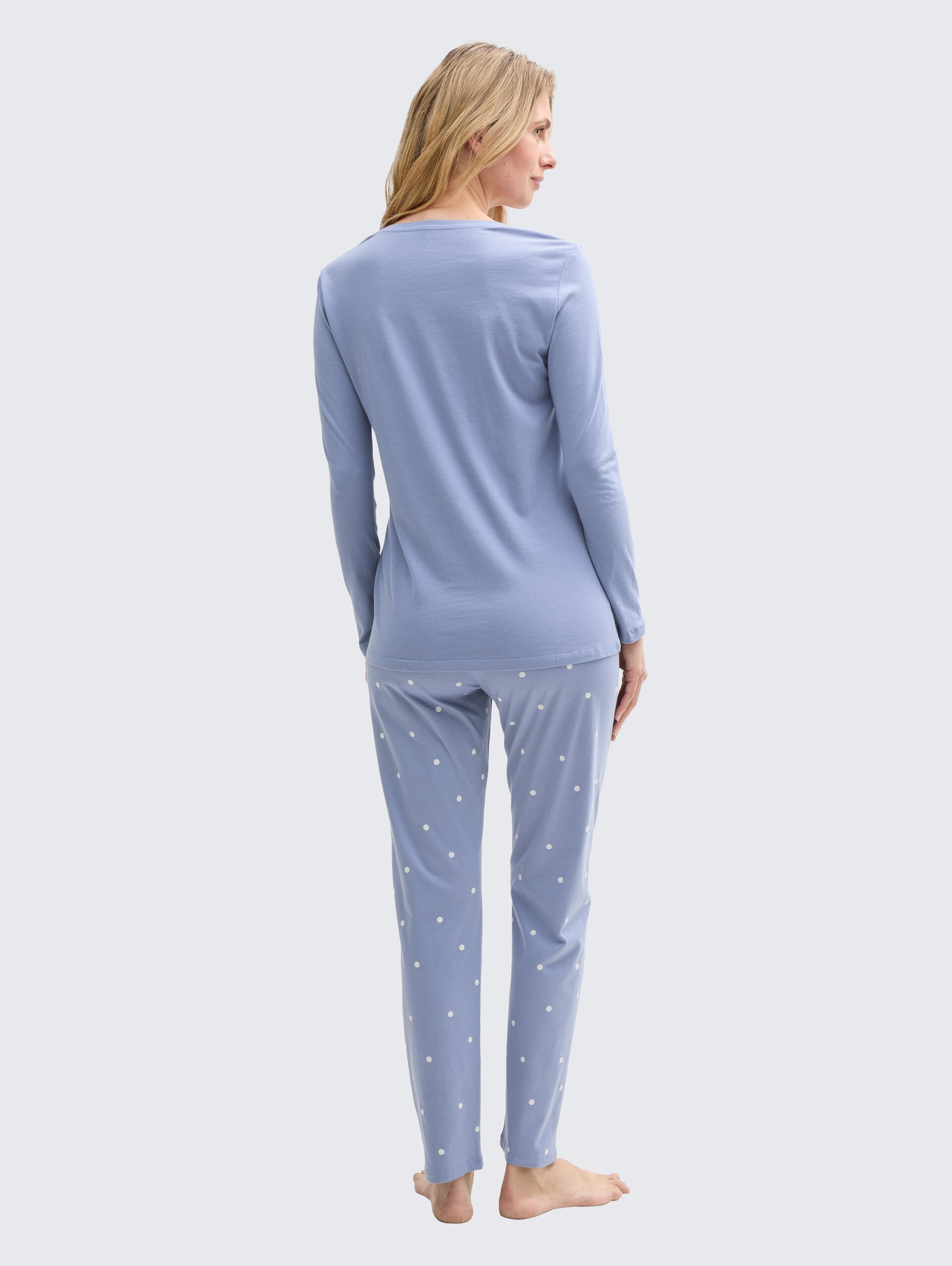 Pyjama-Set mit Punktemuster - blau-mittel-Punkte - Model-Rückansicht