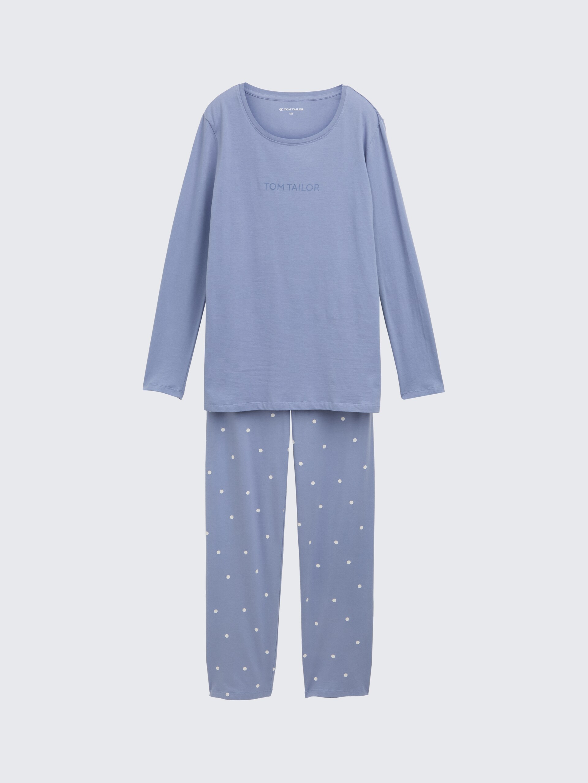Pyjama-Set mit Punktemuster - blau-mittel-Punkte - Vorder-Produkt-Ansicht