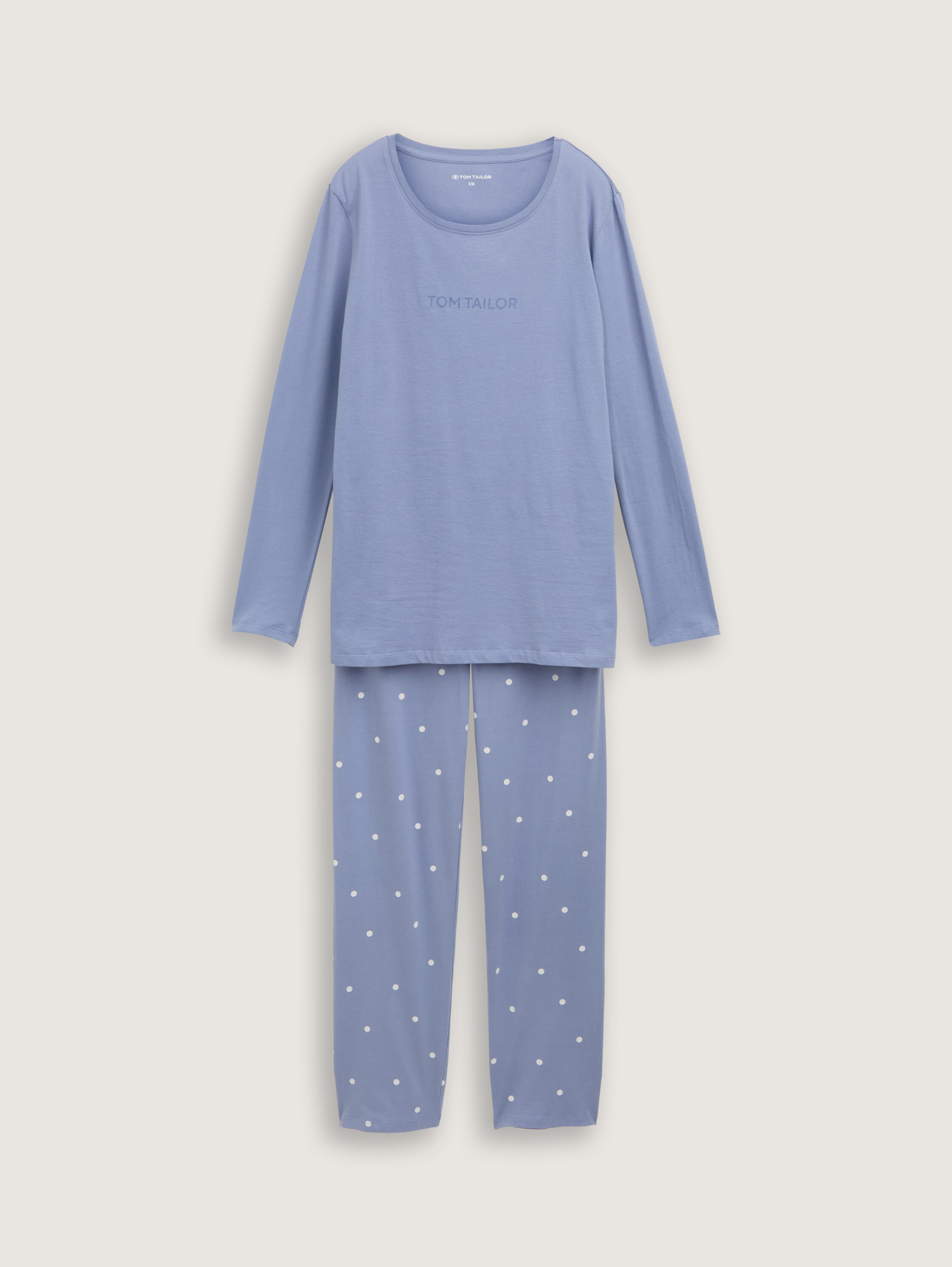 Pyjama-Set mit Punktemuster - blau-mittel-Punkte - Vorder-Produkt-Ansicht