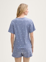 Pyjama-Set mit Punktemuster - blau-mittel-Punkte - Model-Rückansicht