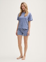 Pyjama-Set mit Punktemuster - blau-mittel-Punkte - seitliche Model-Ansicht