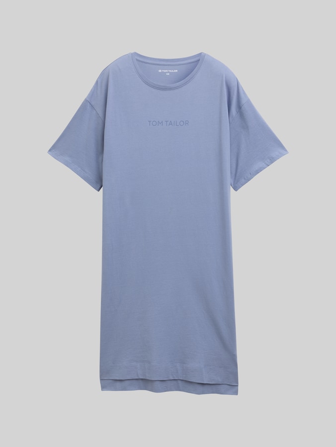 Nachtjapon met korte mouwen en logo-print door Women, blue-medium-solid