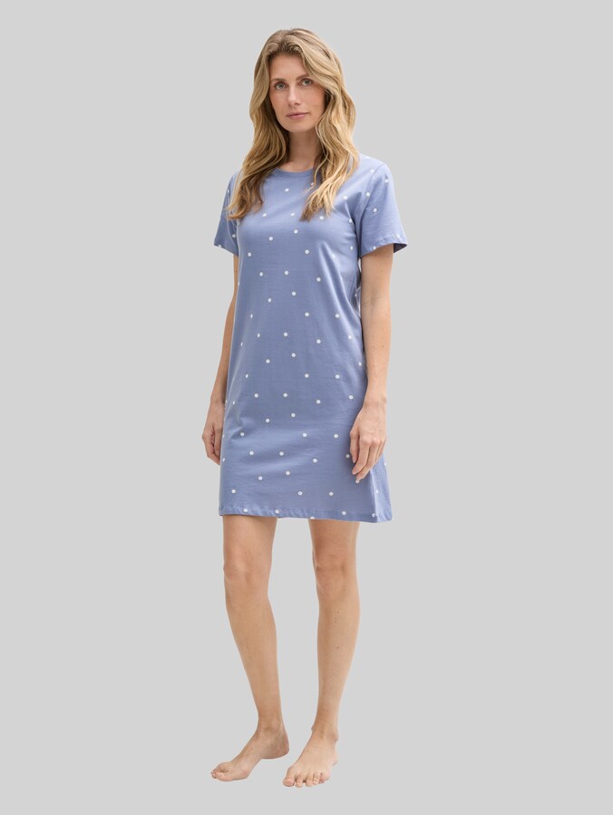 Nachthemd mit Punkte-Print aus Baumwolle von Women, blau-mittel-Punkte