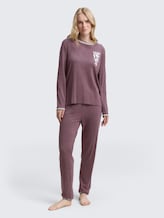 Pyjama-Set in Melange Optik - purple-medium-melange - Model-Vorderansicht