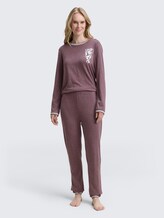 Pyjama-Set in Melange Optik - purple-medium-melange - seitliche Model-Ansicht
