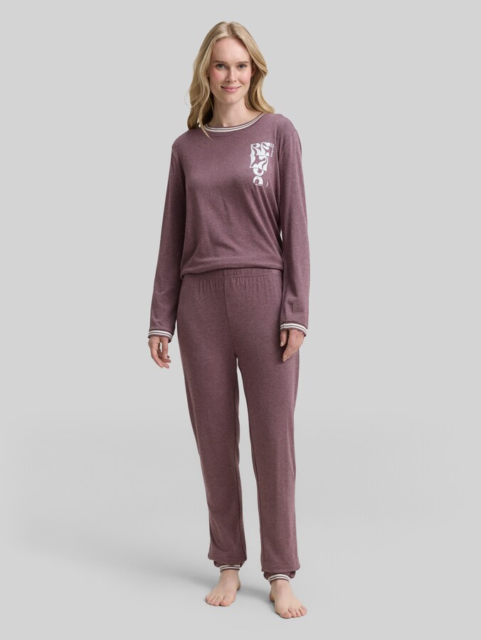 Pyjama-Set in Melange Optik von Women, purple-medium-melange