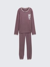 Pyjama-Set in Melange Optik - purple-medium-melange - Vorder-Produkt-Ansicht