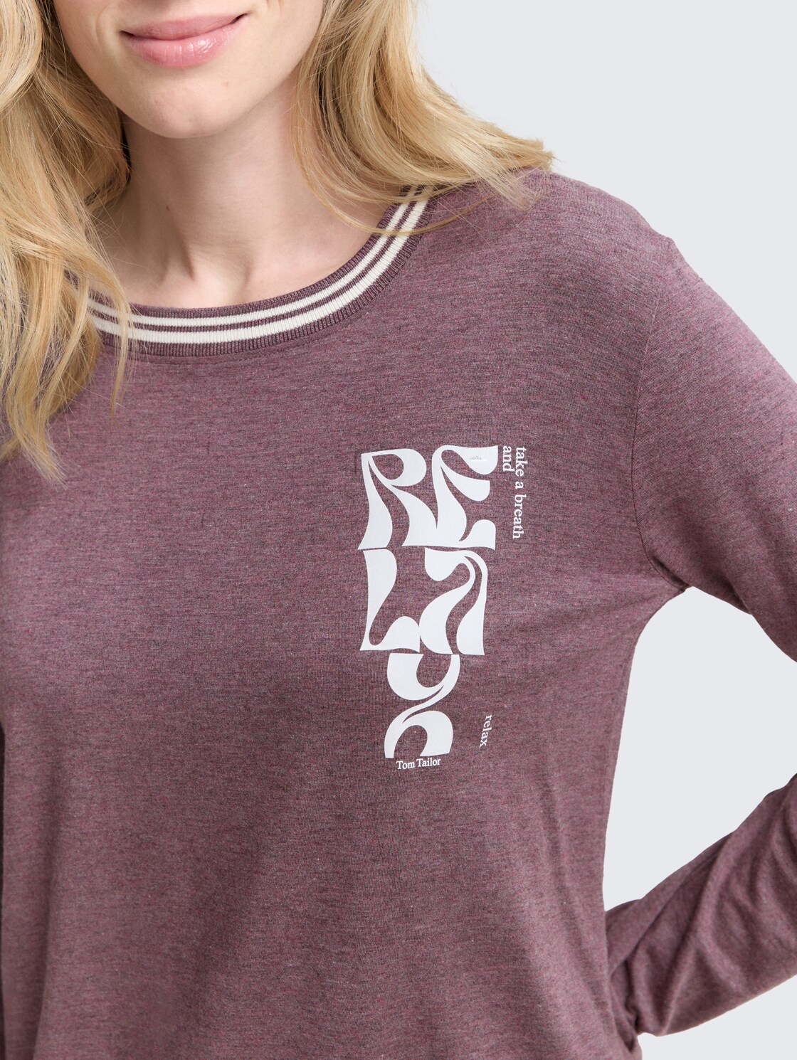 Pyjama-Set in Melange Optik - purple-medium-melange - Detail-Model-Ansicht