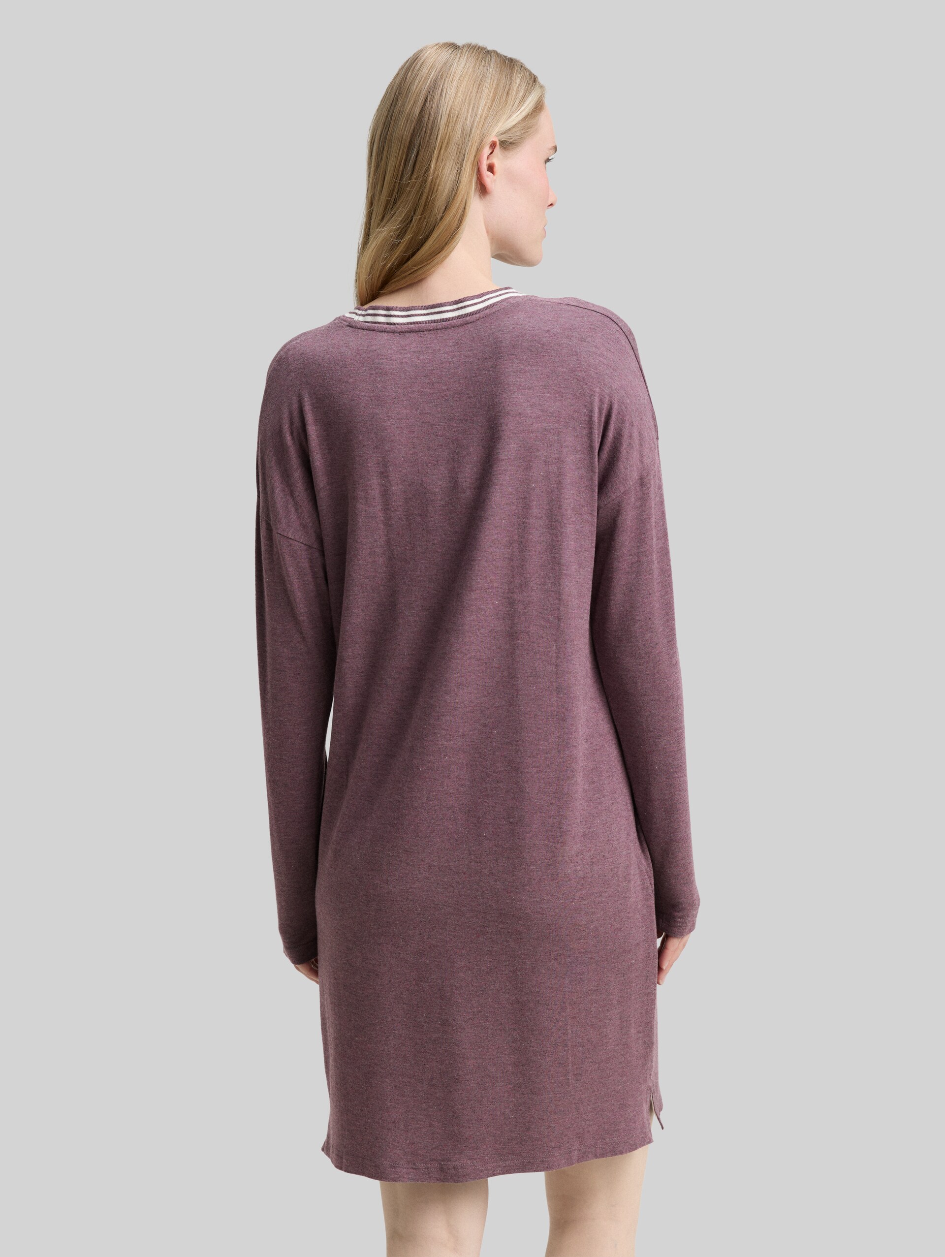 Melange-look nightshirt - purple-medium-melange - Model-back view